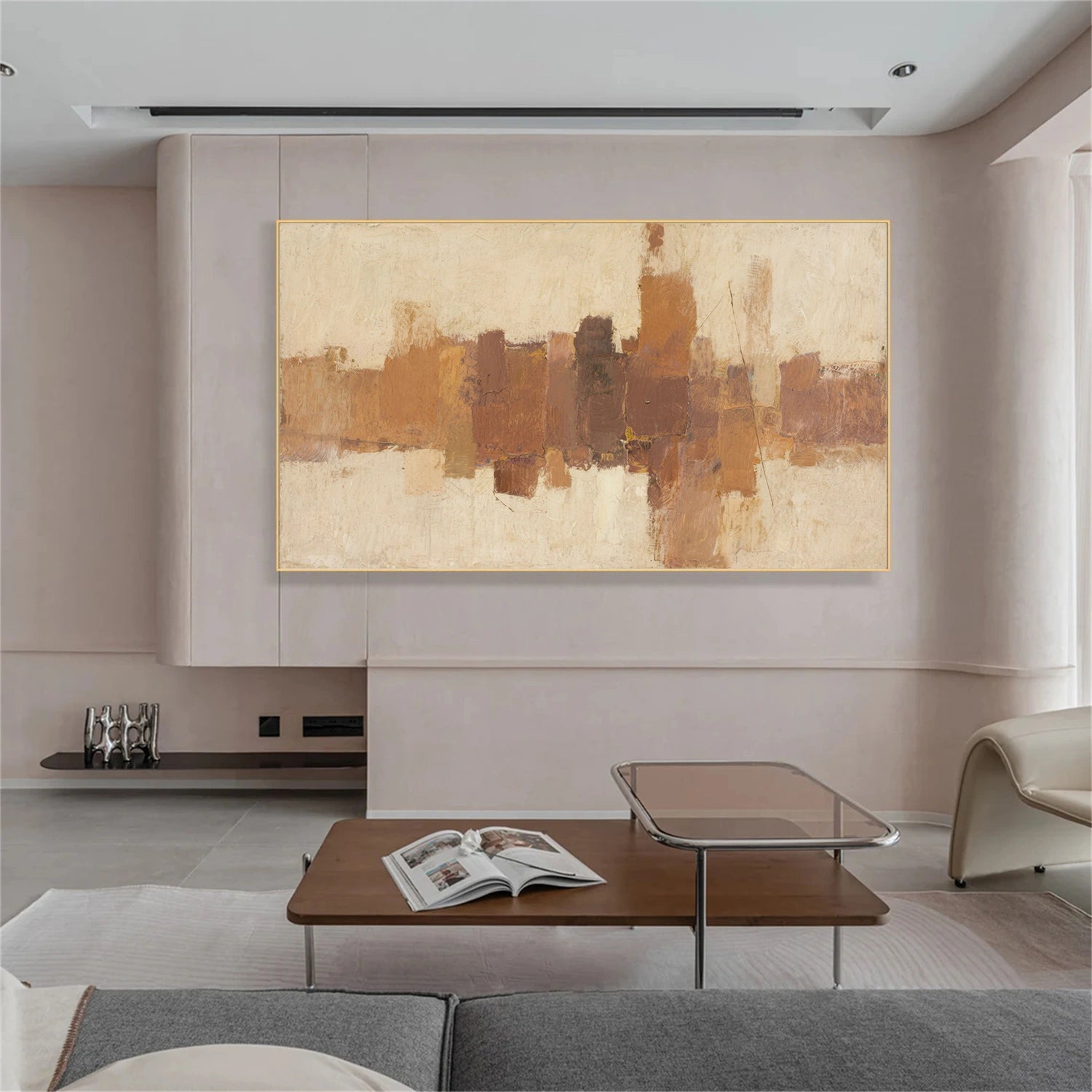 Beige and Brown Abstract Canvas Art #WS760