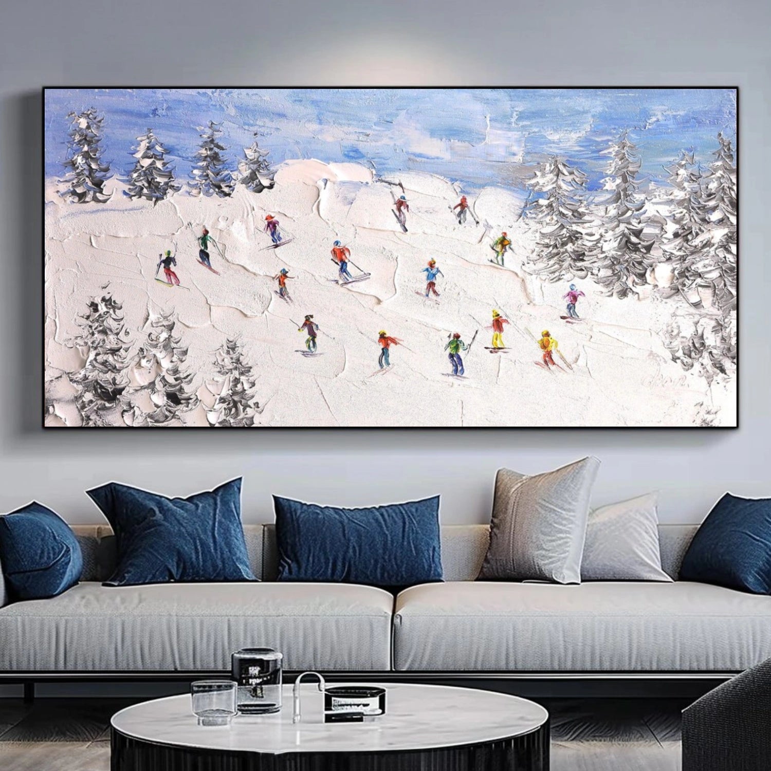 Skiing Sport Textured Wall Art #SA050