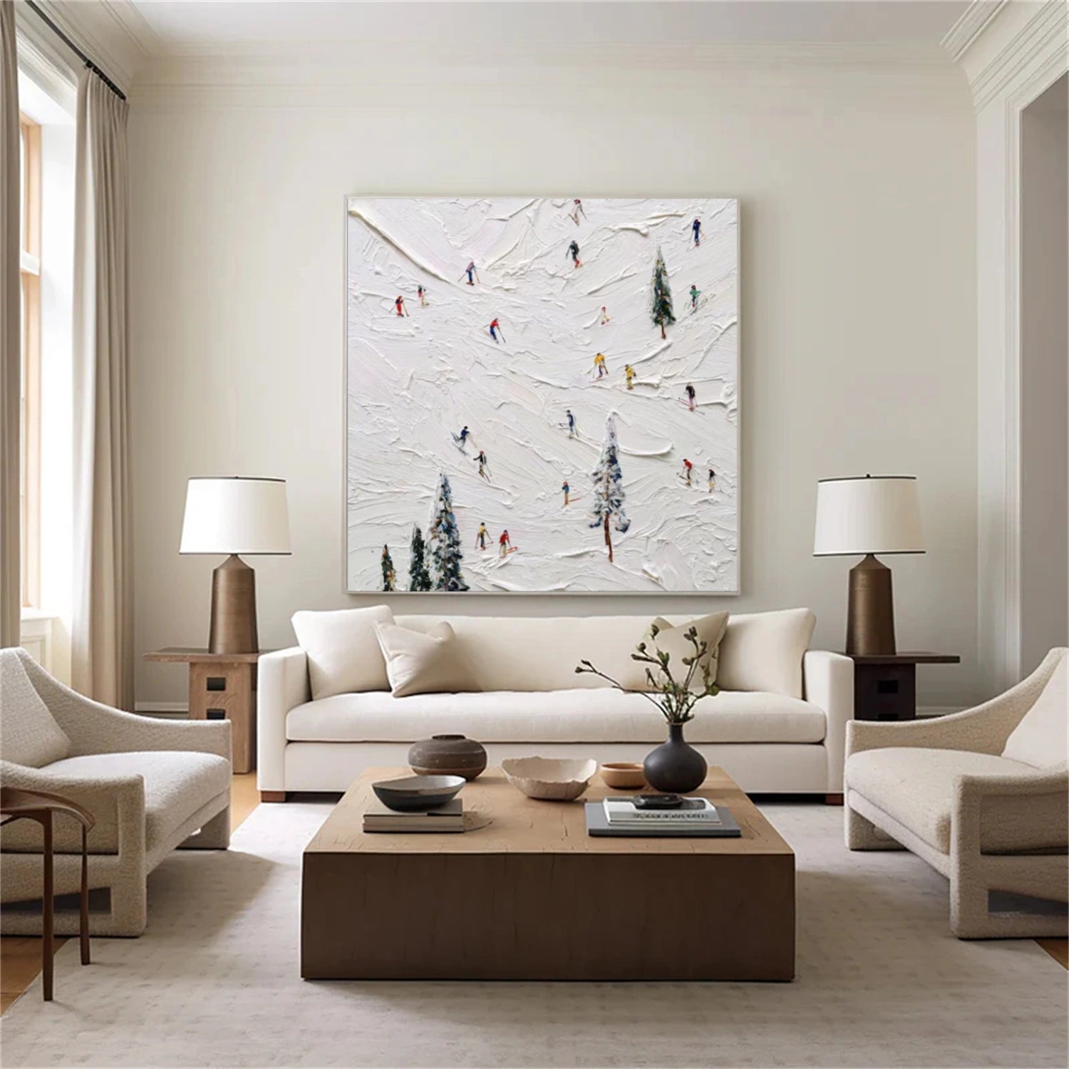 Skiing Sport Textured Wall Art #SA038