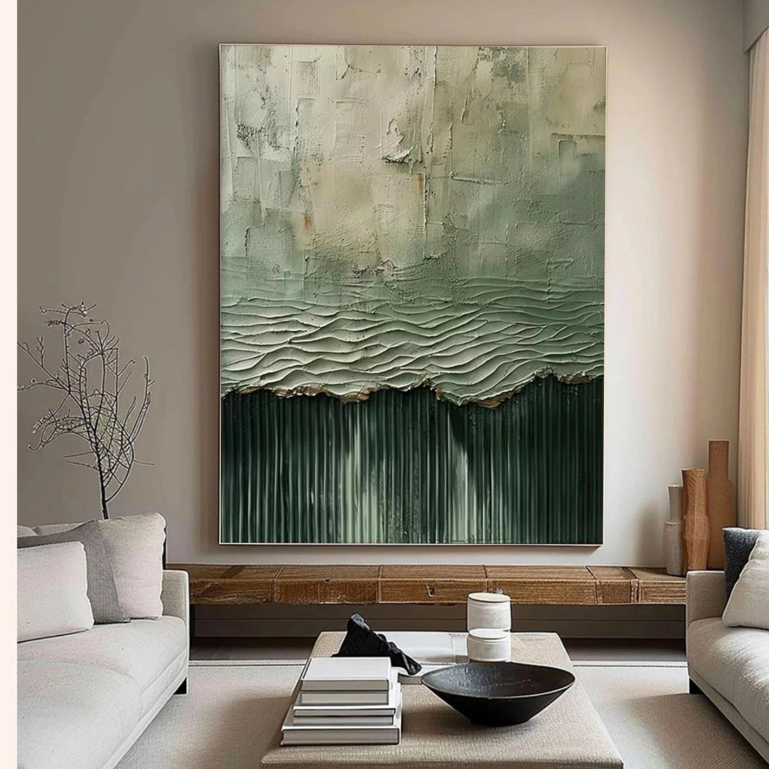 Green Minimalist Textured Canvas Art #MM272