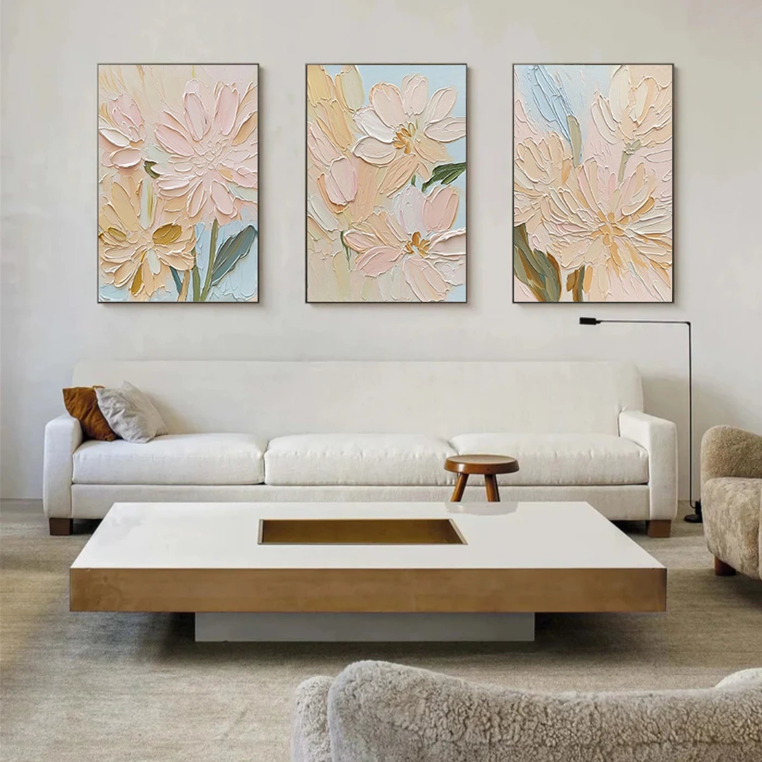 Flower & Tree Abstract Textured Wall Art Set of 3 #ML234