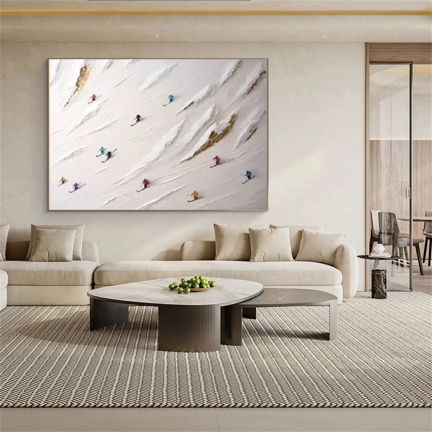 Skiing Sport Textured Wall Art #SA036