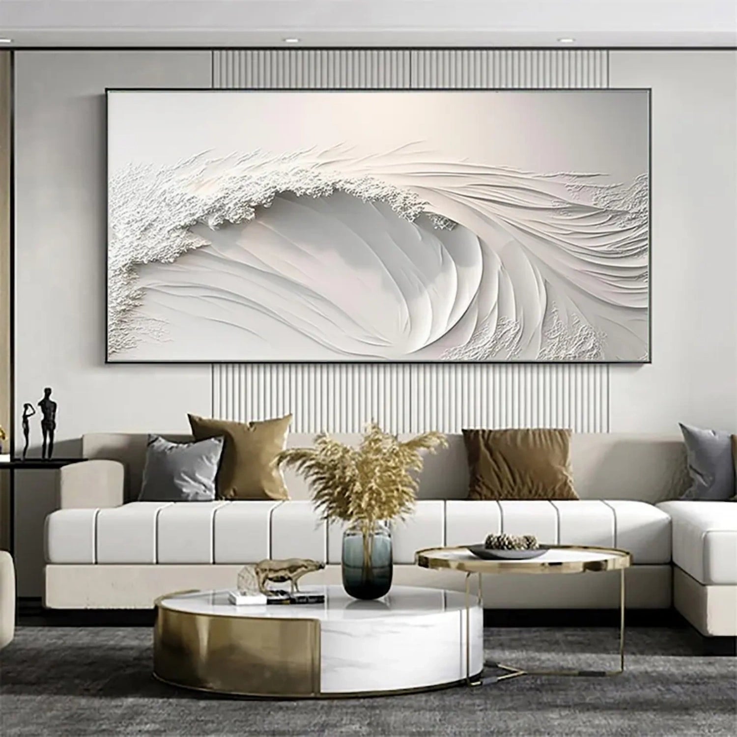 White Minimalistic Ocean Textured Art #MM216