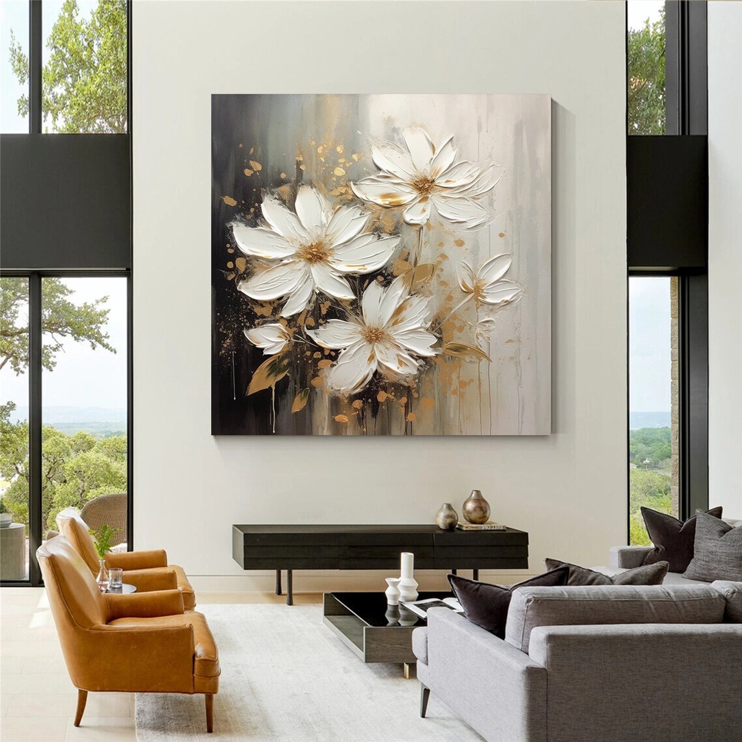 Flower & Tree Abstract Textured Wall Art #ML107