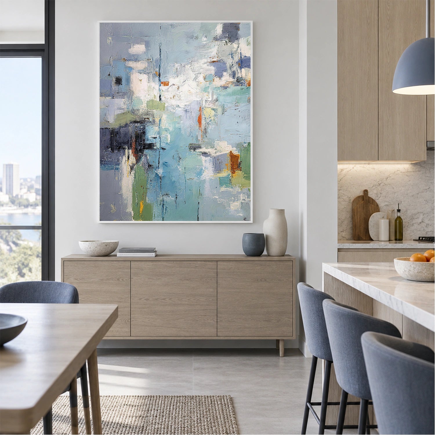 Blue Abstract Canvas Art #WS1149