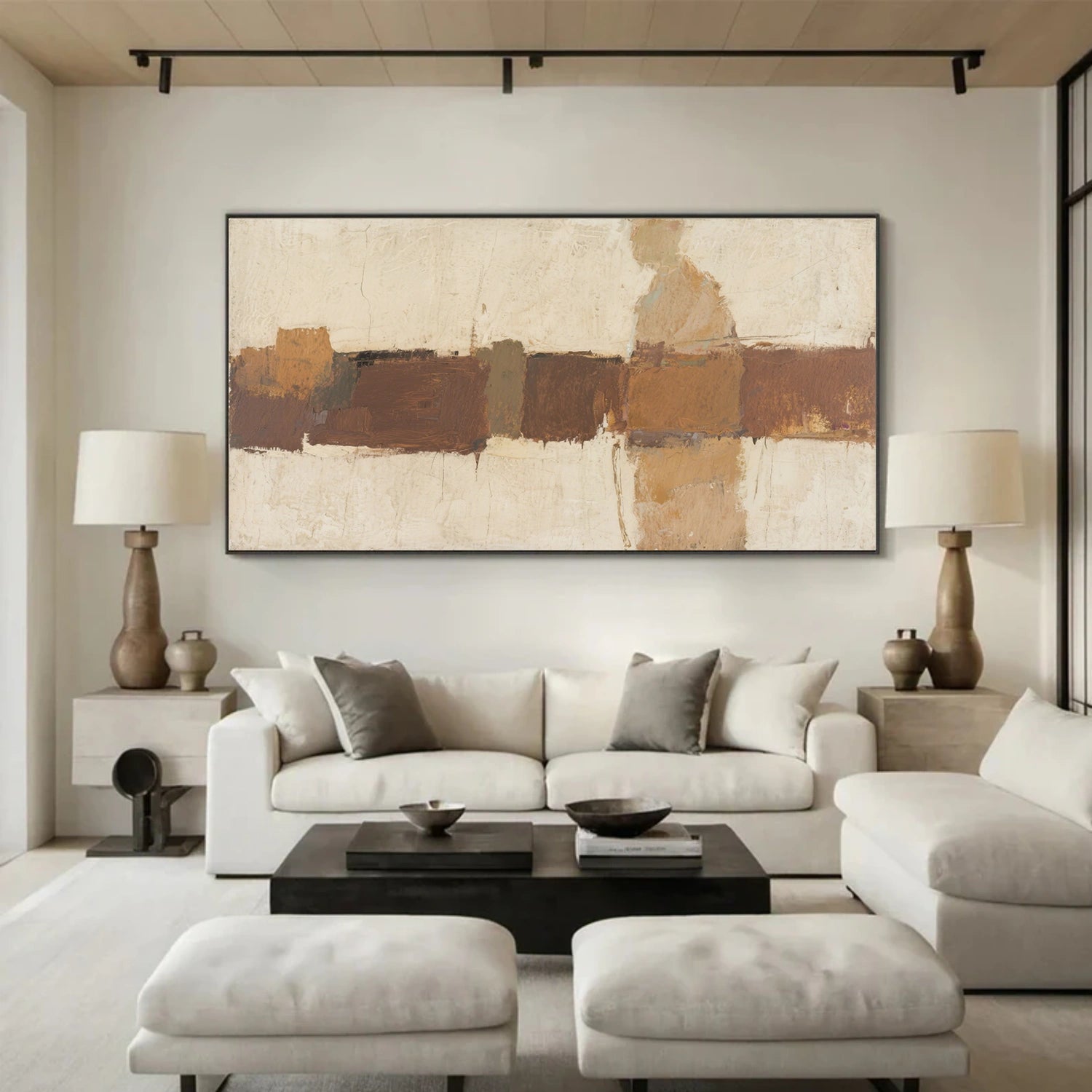 Beige and Brown Abstract Canvas Art #WS759