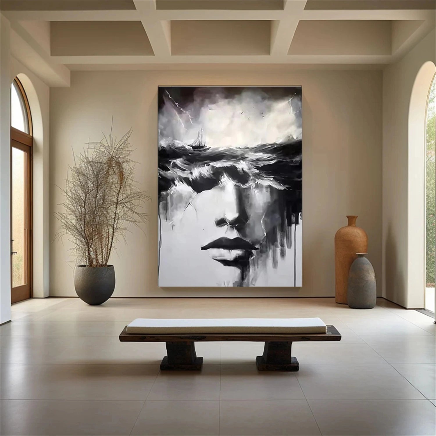 Abstract Portrait Black and White Painting #AP015