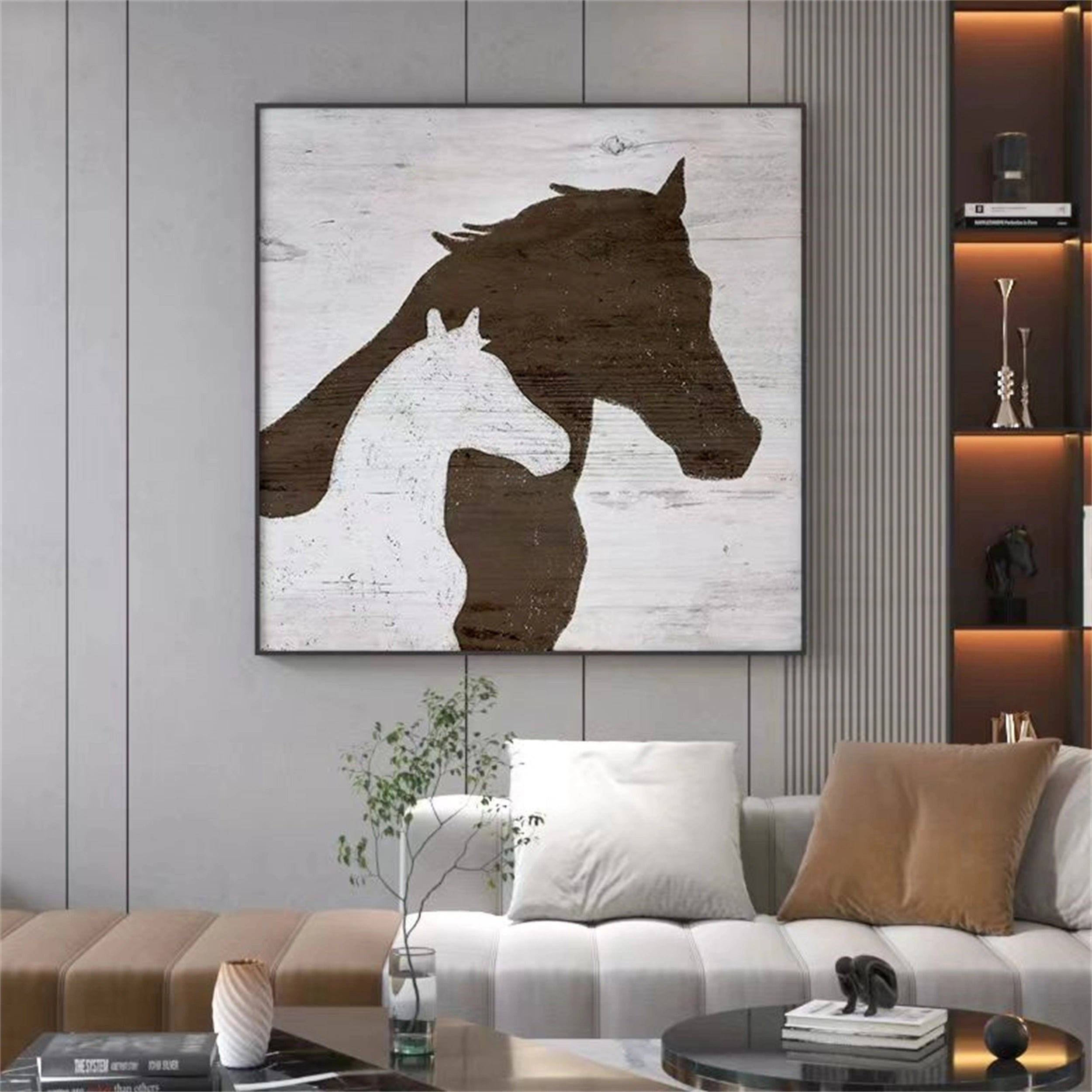 White Horse Abstract Animal Wall Art #AL028