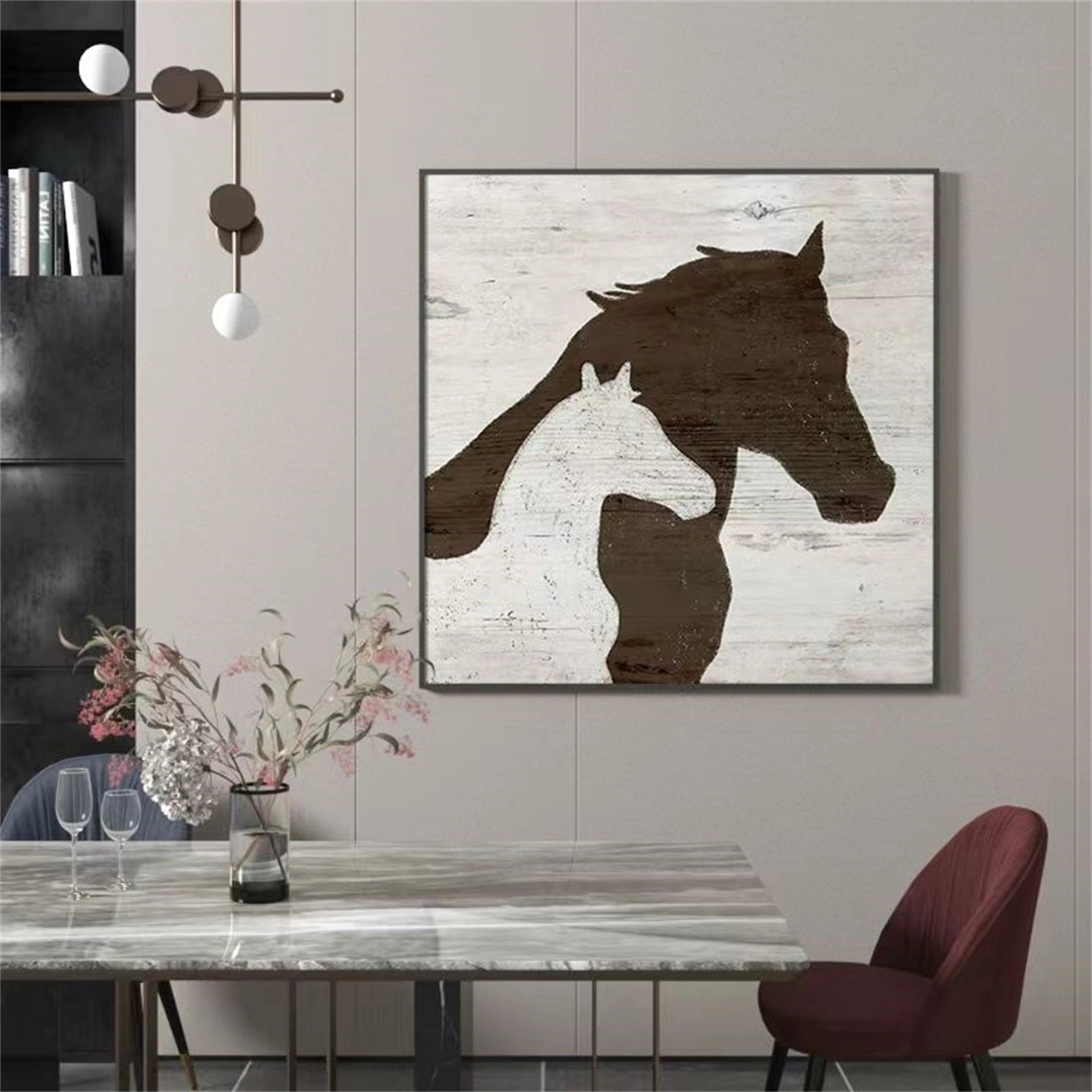 White Horse Abstract Animal Wall Art #AL028