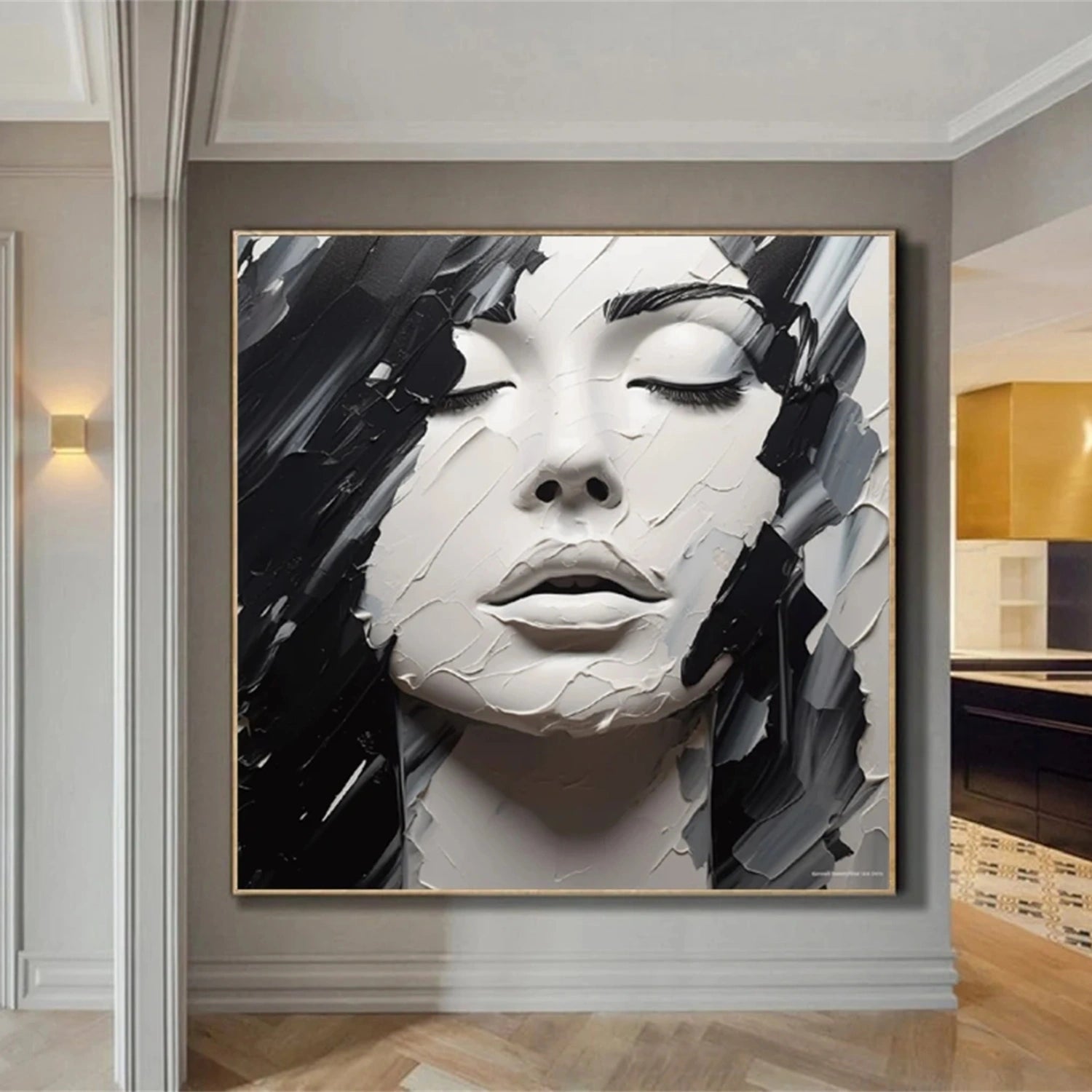 Abstract Portrait Black and White Painting #AP017