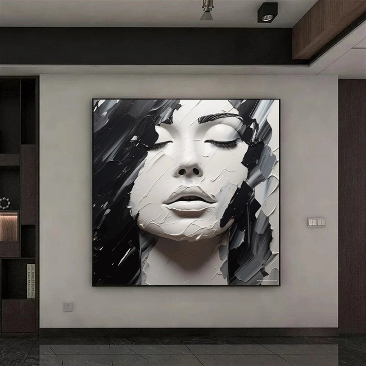 Abstract Portrait Black and White Painting #AP017