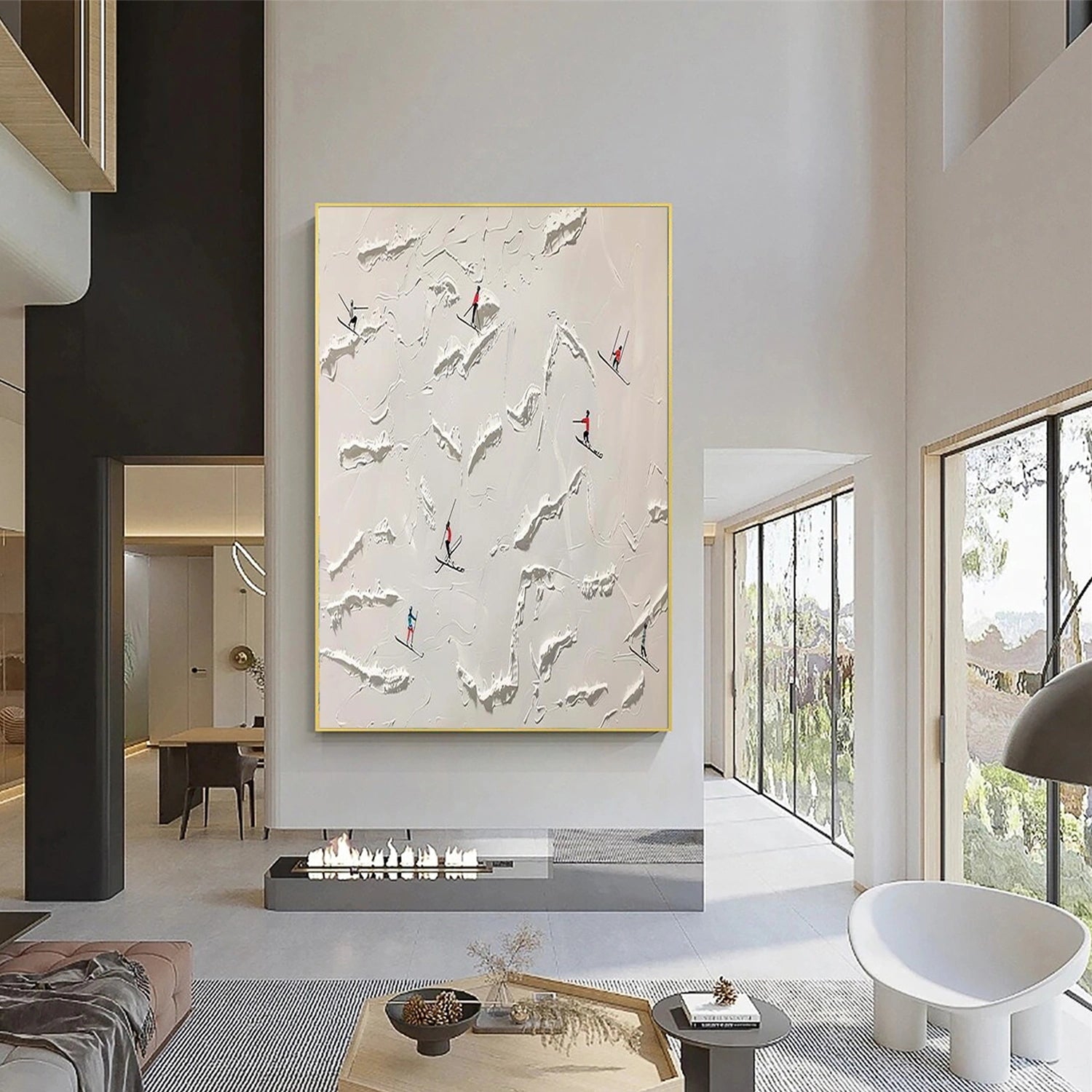 Skiing Sport Textured Wall Art #SA065