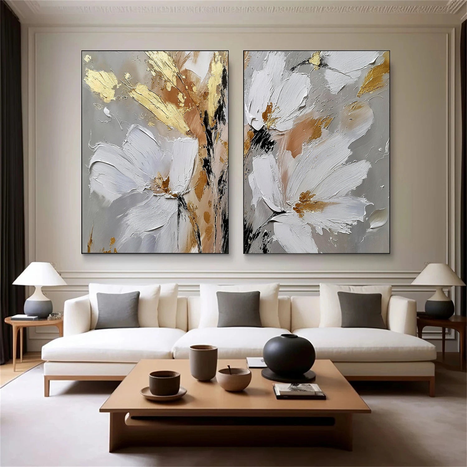 Flower & Tree Abstract Textured Wall Art Set of 2 #ML233