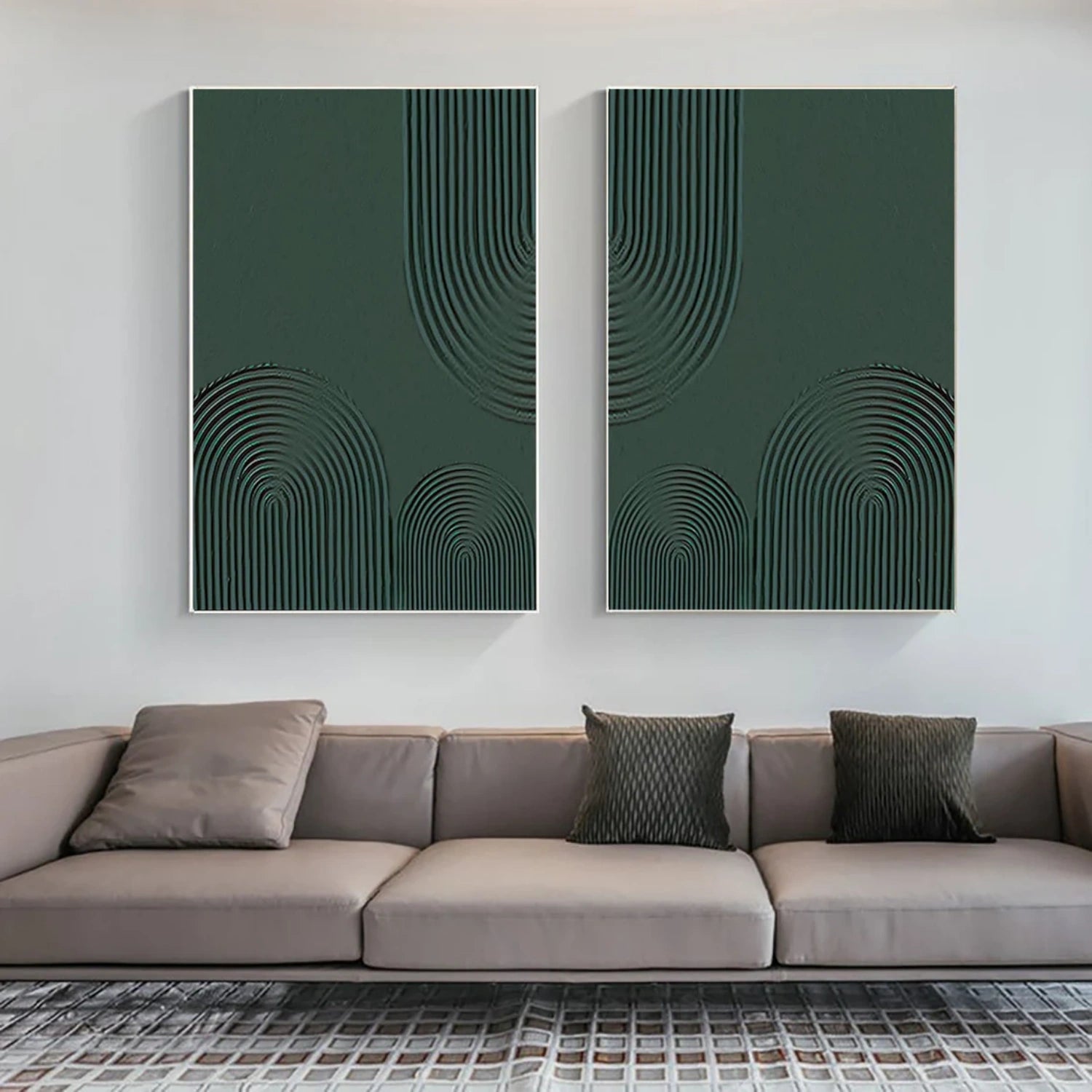 Green Minimalist Texture Art Set of 2 #GT043