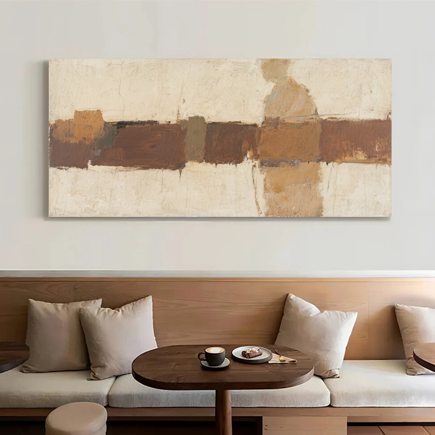 Beige and Brown Abstract Canvas Art #WS759