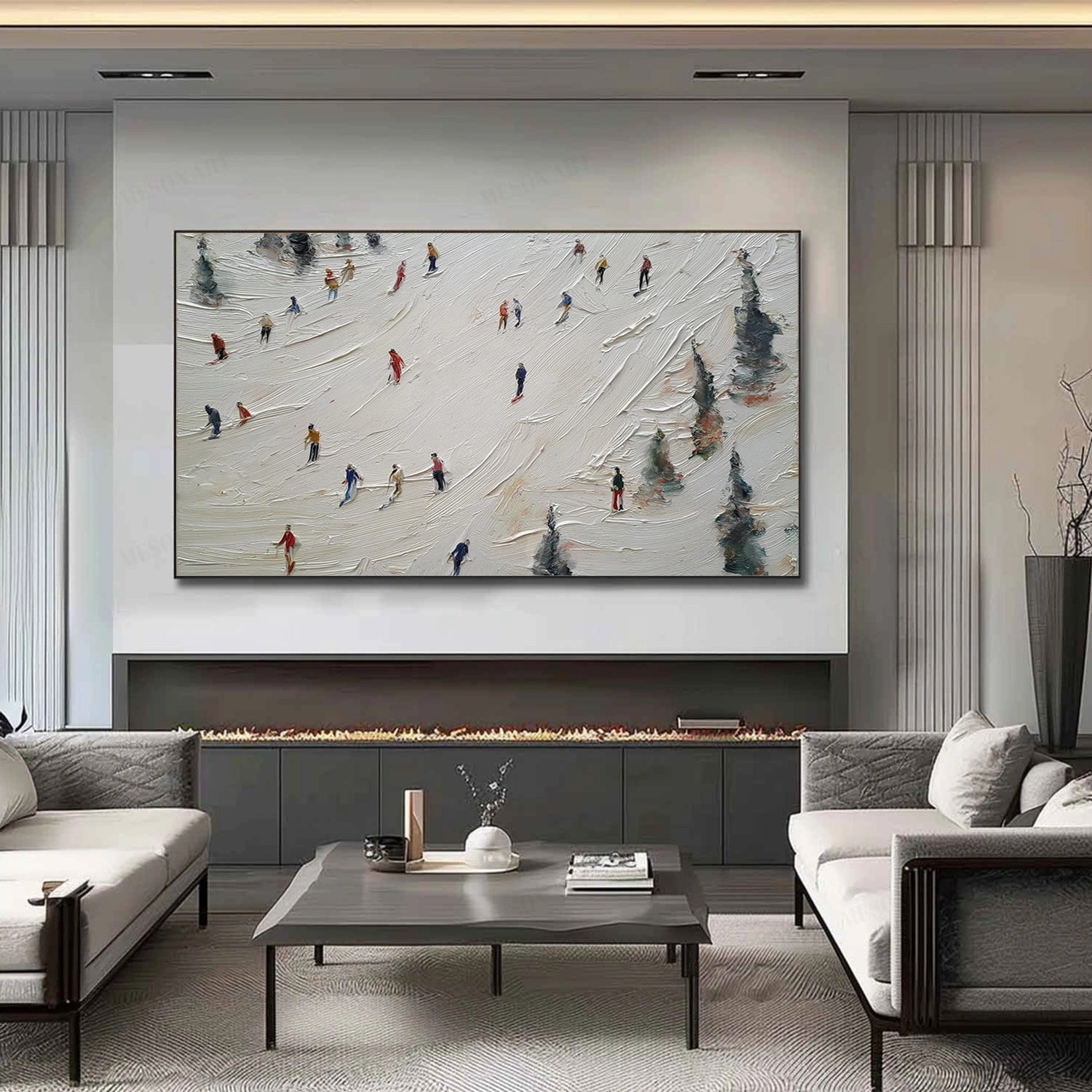 Skiing Sport Textured Wall Art #SA067