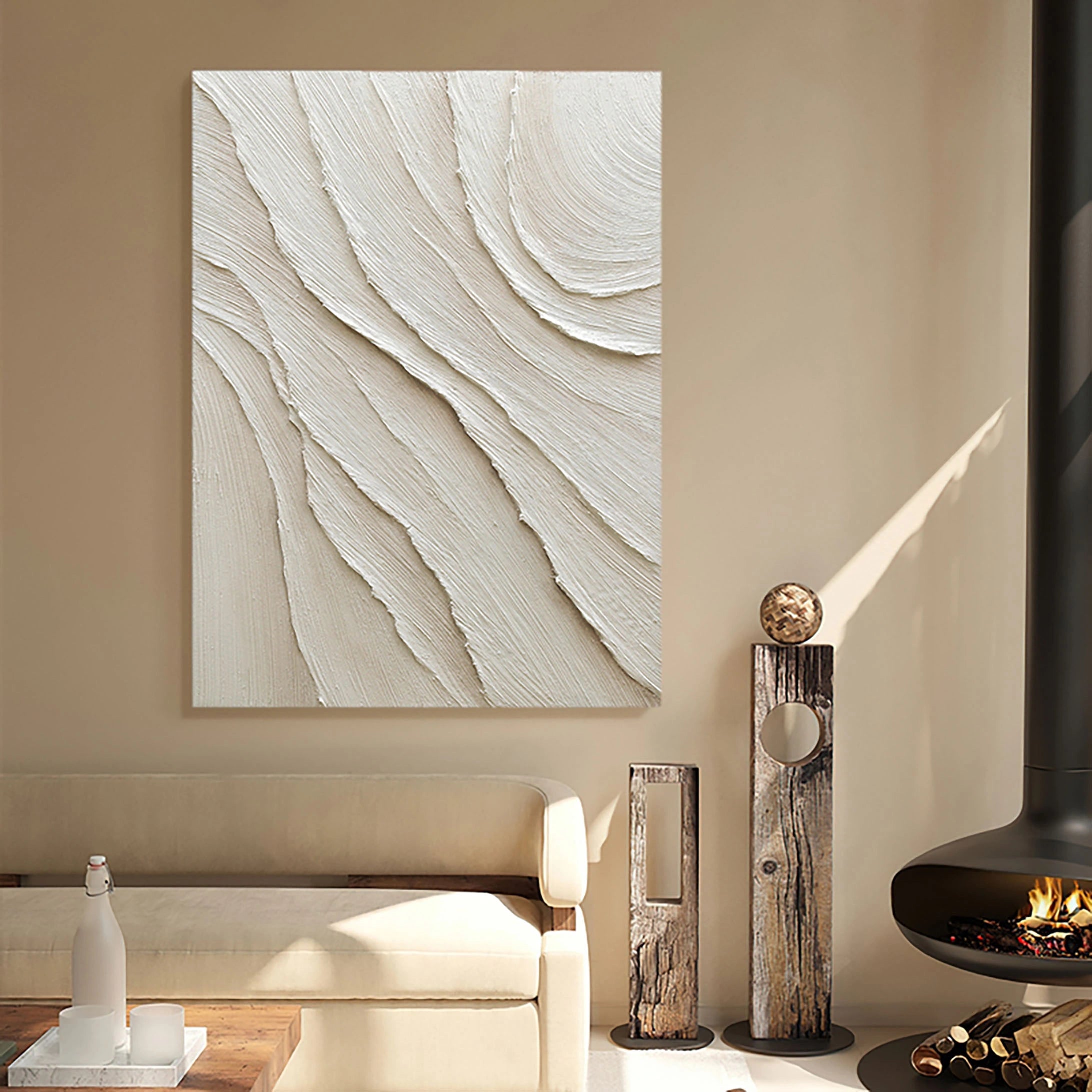 Plaster Art Painting 3D Textured Large Canvas for Living Room/Bedroom