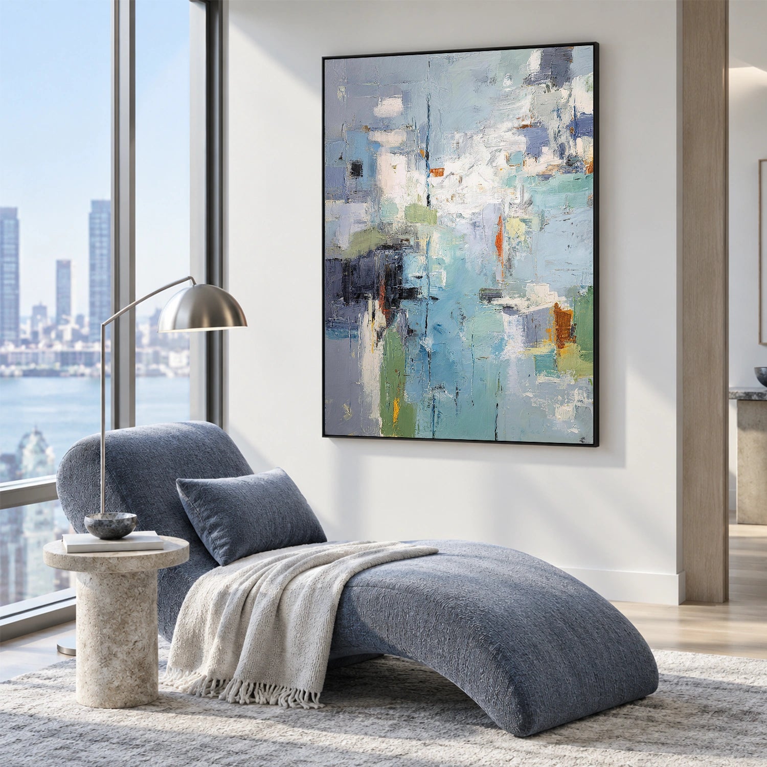 Blue Abstract Canvas Art #WS1149