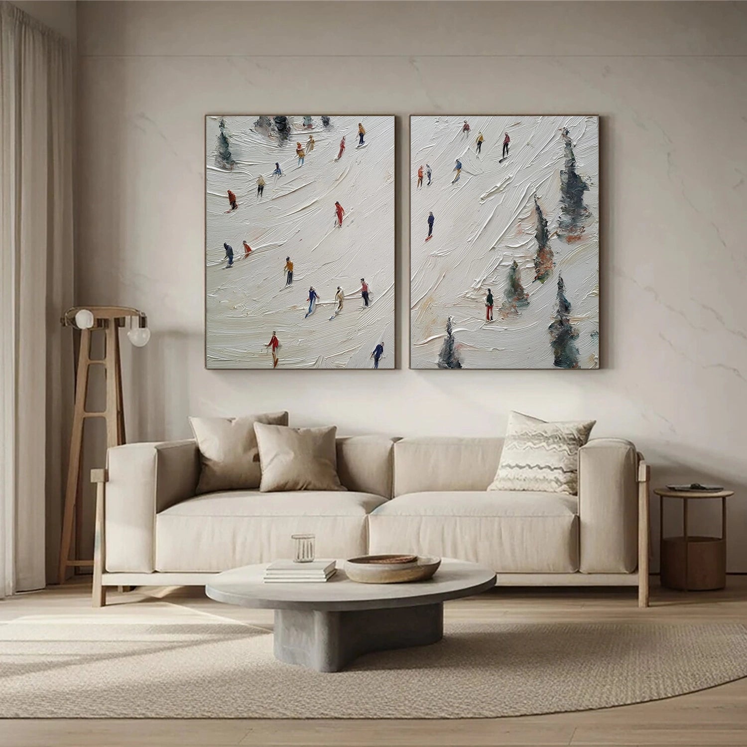 Skiing Sport Textured Wall Art Set of 2 #SA074