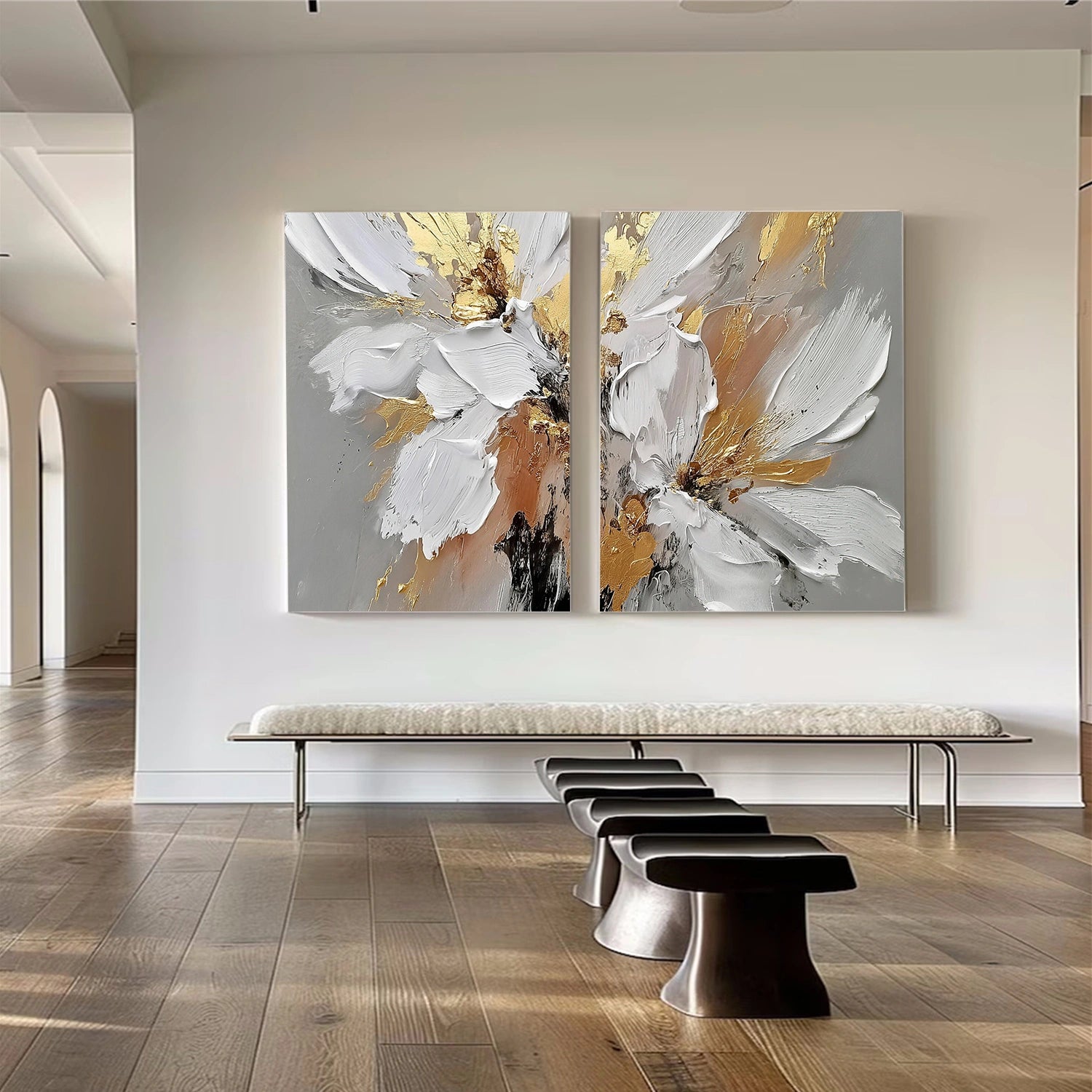 Flower & Tree Abstract Textured Wall Art Set of 2 #ML232