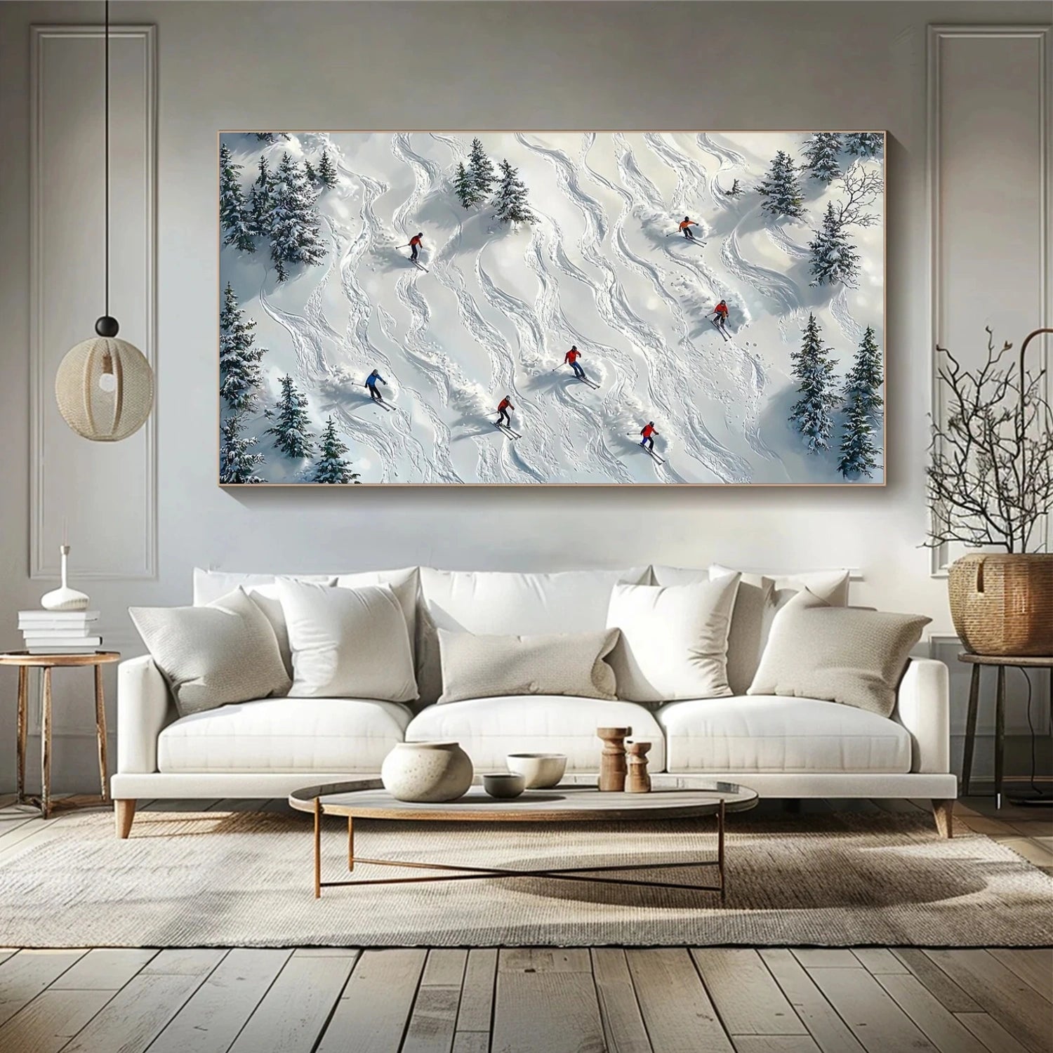 Skiing Sport Textured Wall Art #SA043