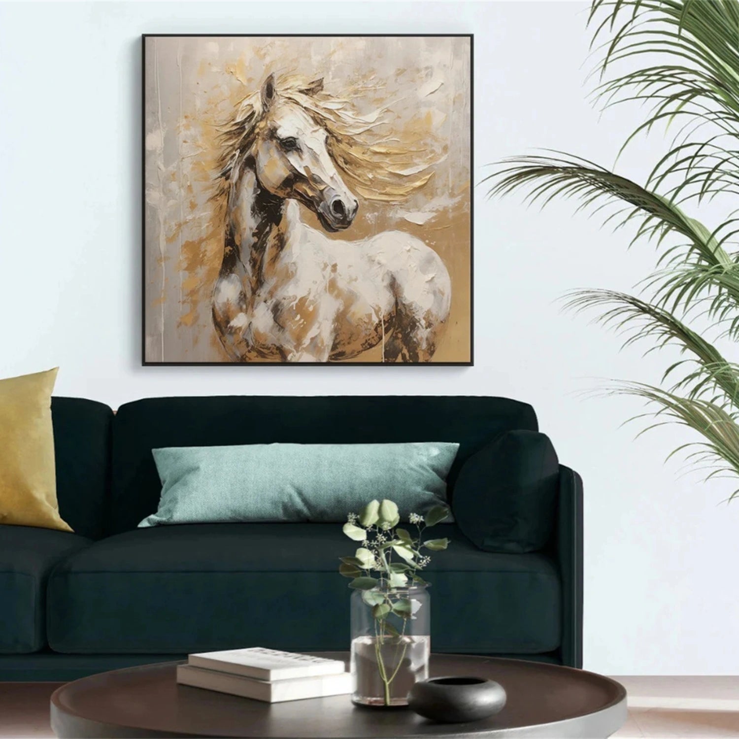 Beige and Brown Horse Abstract Animal Wall Art #AL075