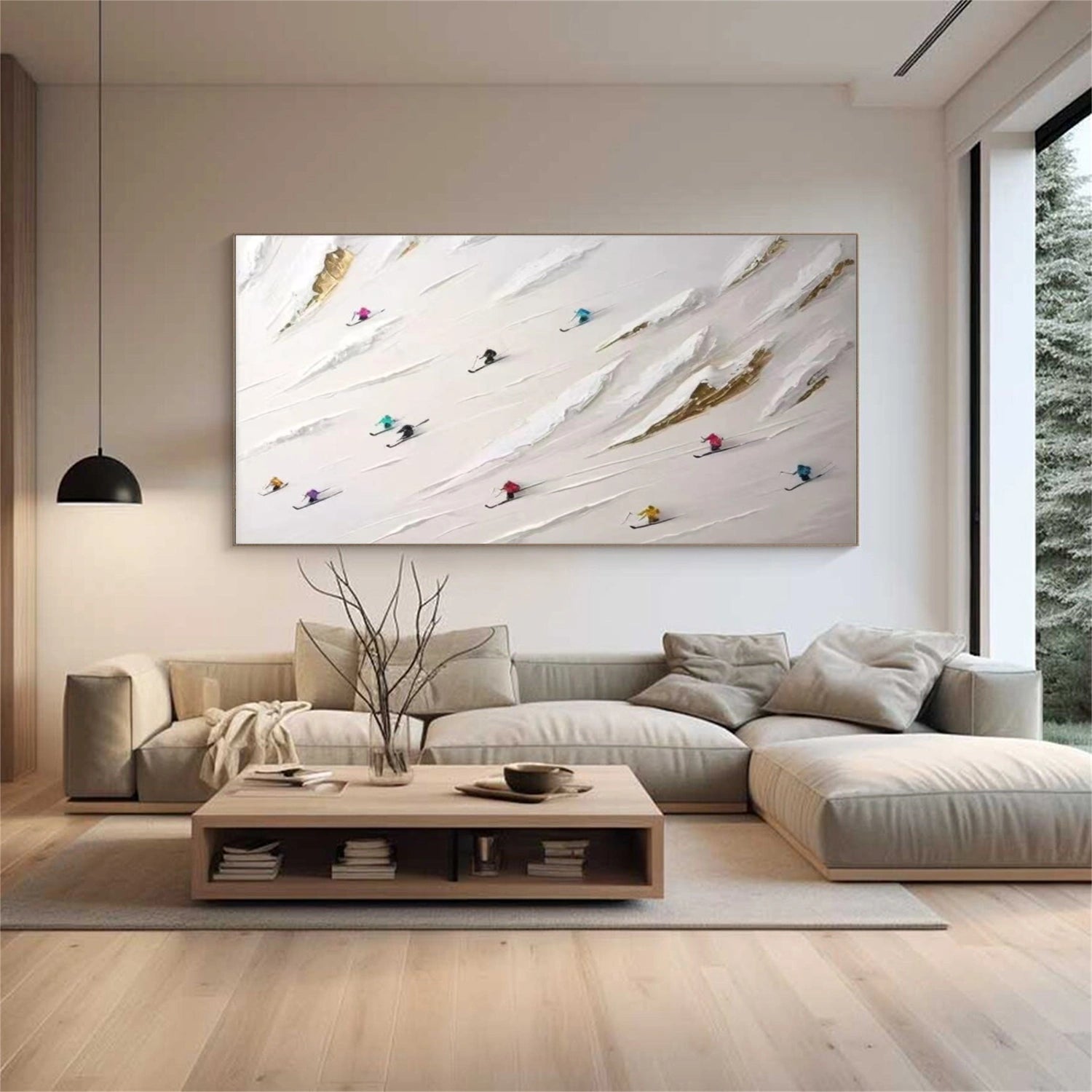 Skiing Sport Textured Wall Art #SA036