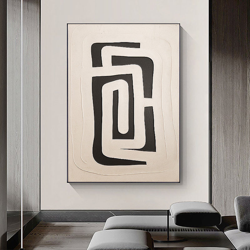 Wabi Sabi Beige Black Abstract Minimalist Neutral Oversize Wall Art #WS 068