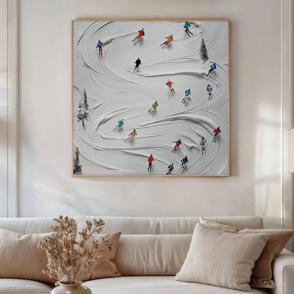 Skiing Sport Textured Wall Art #SA072