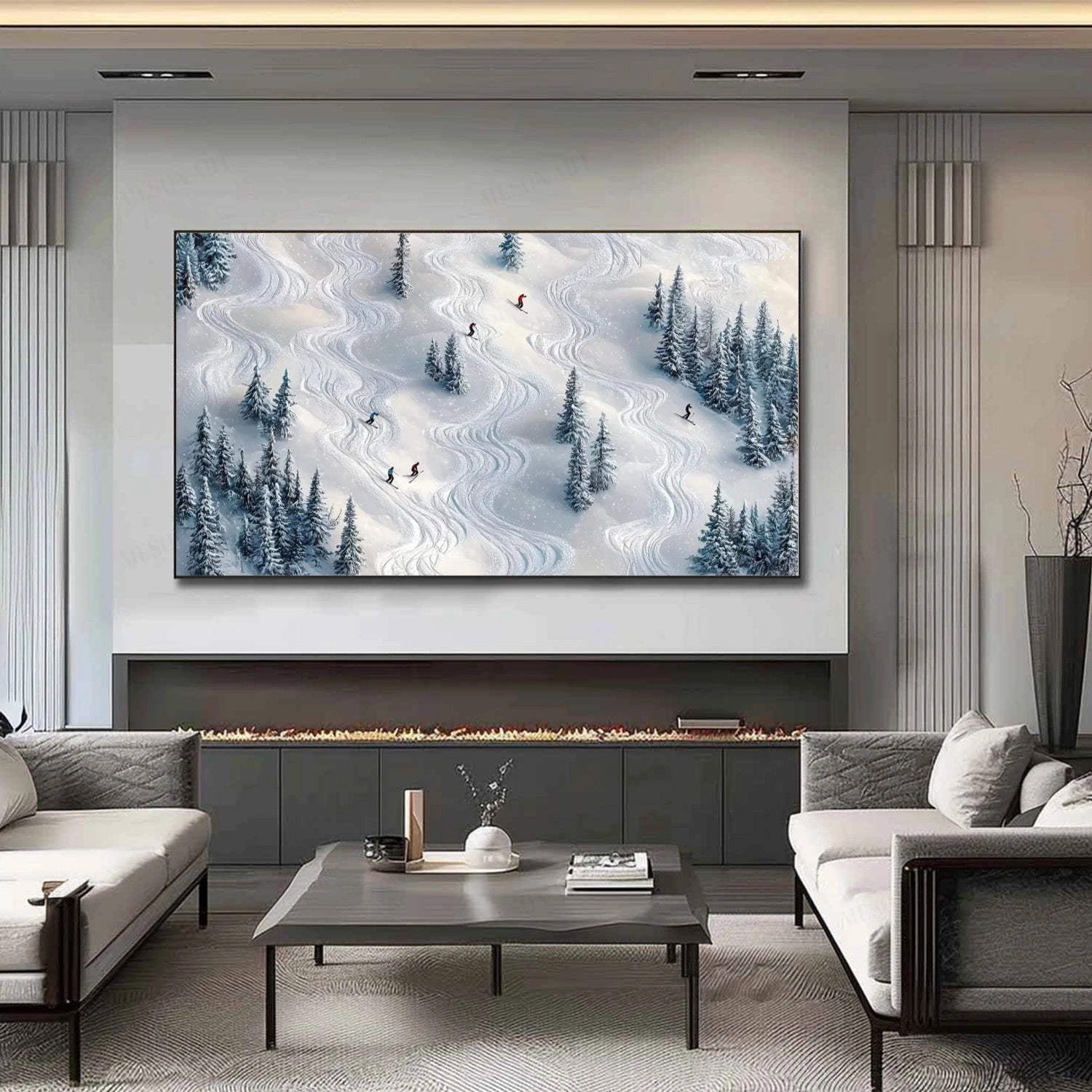 Skiing Sport Textured Wall Art #SA044