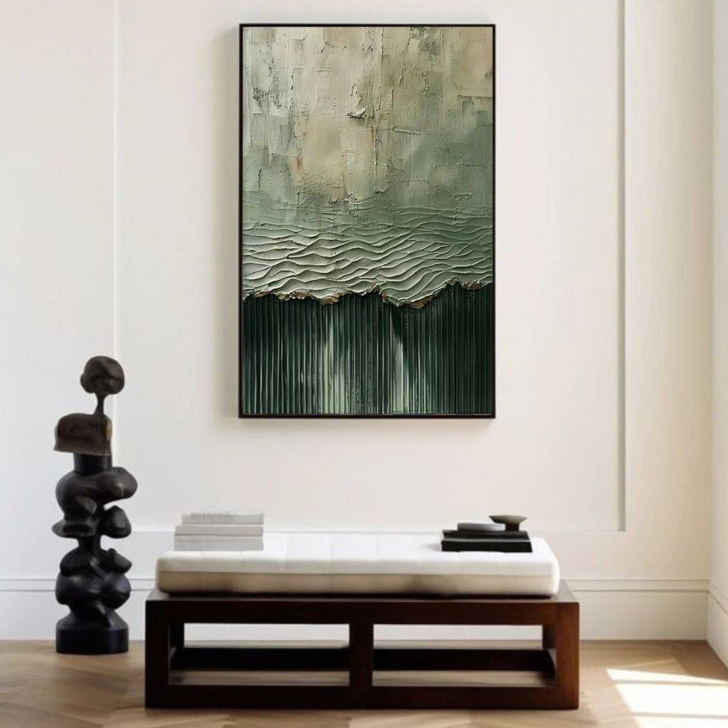 Green Minimalist Textured Canvas Art #MM272