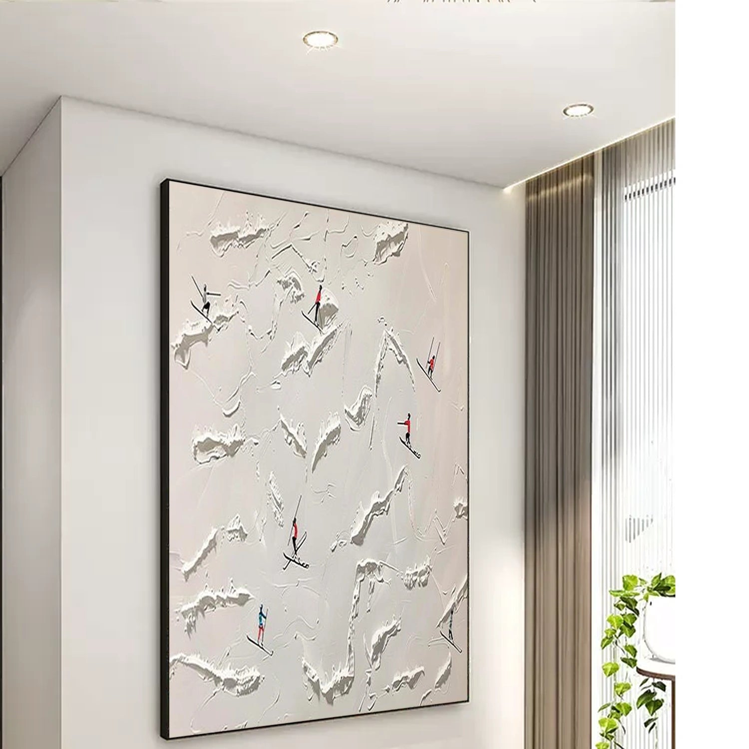 Skiing Sport Textured Wall Art #SA065