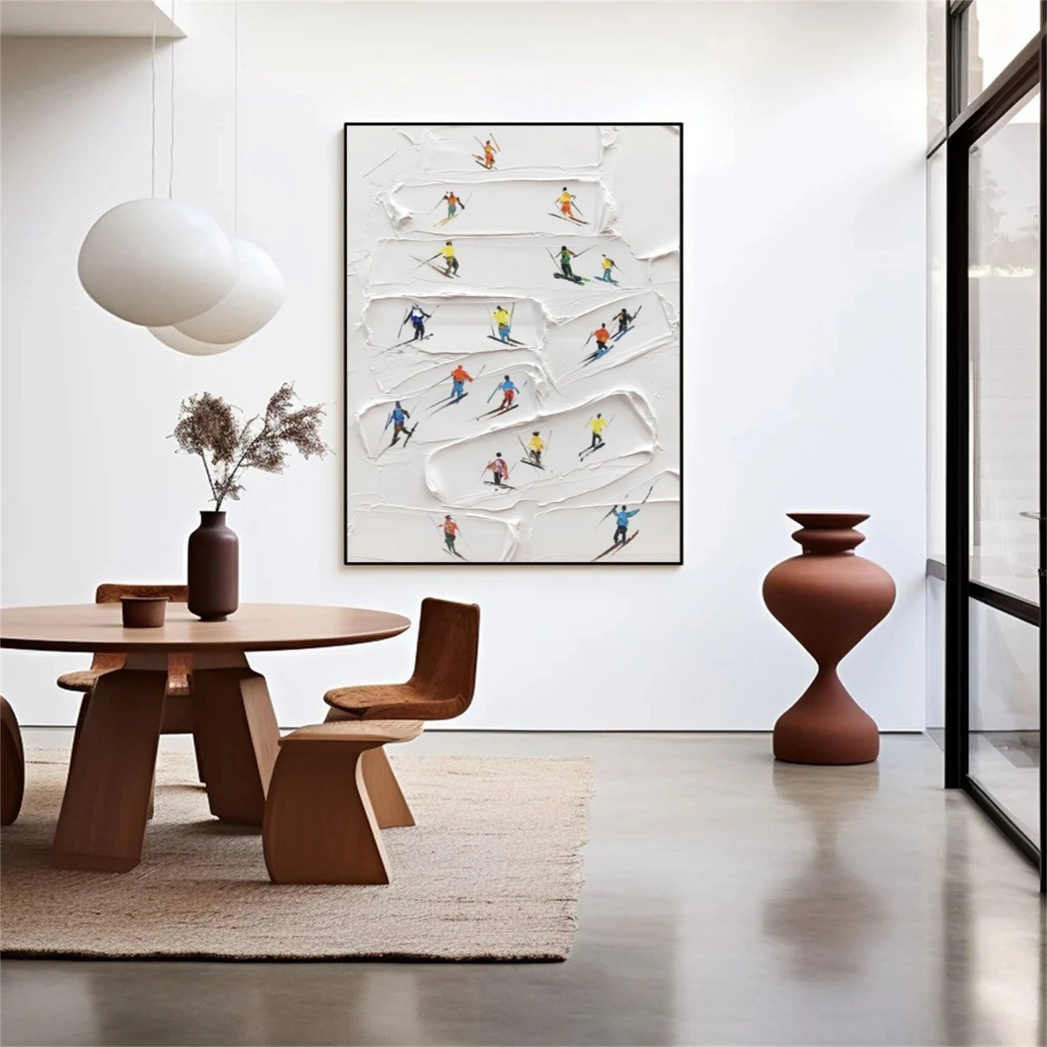 Skiing Sport Textured Wall Art #SA055