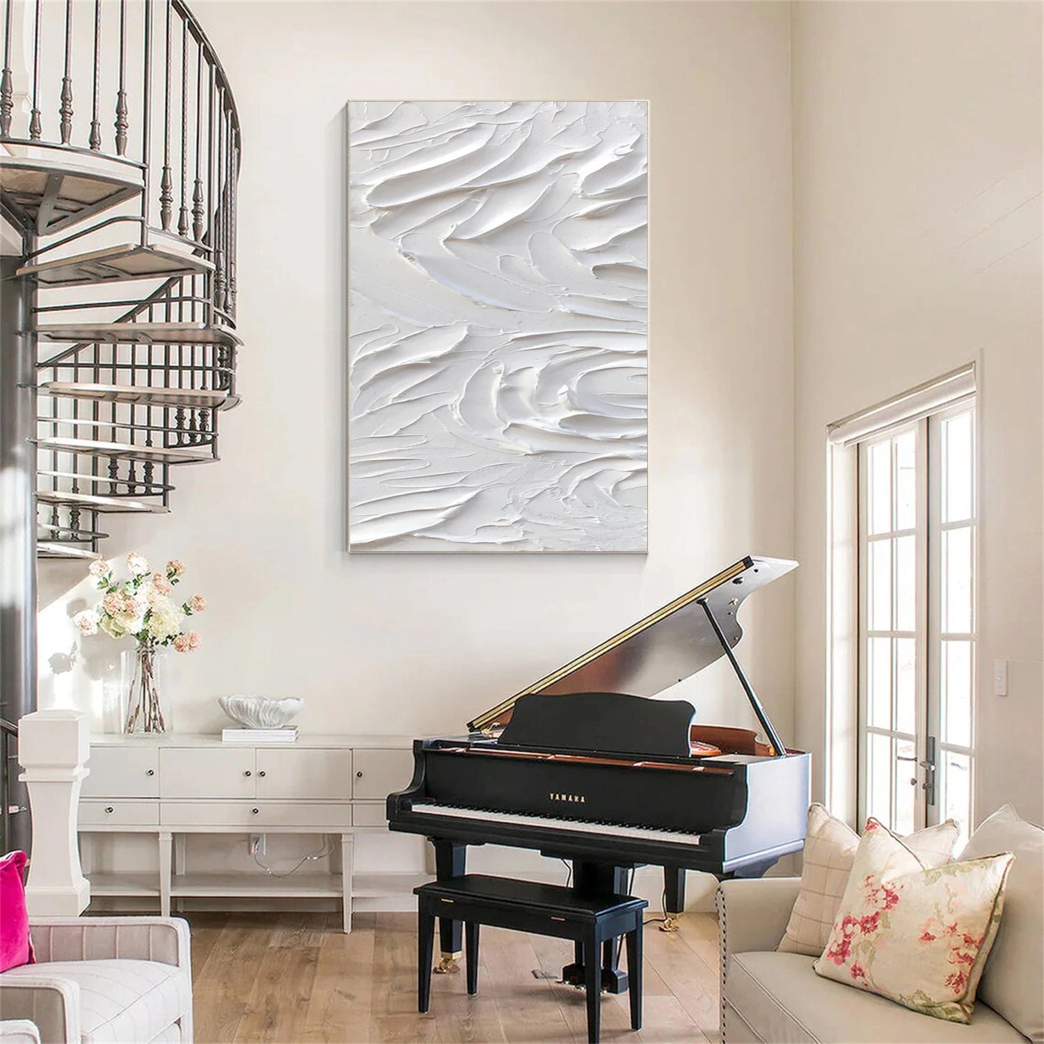 White Minimalistic Textured Art #MM239