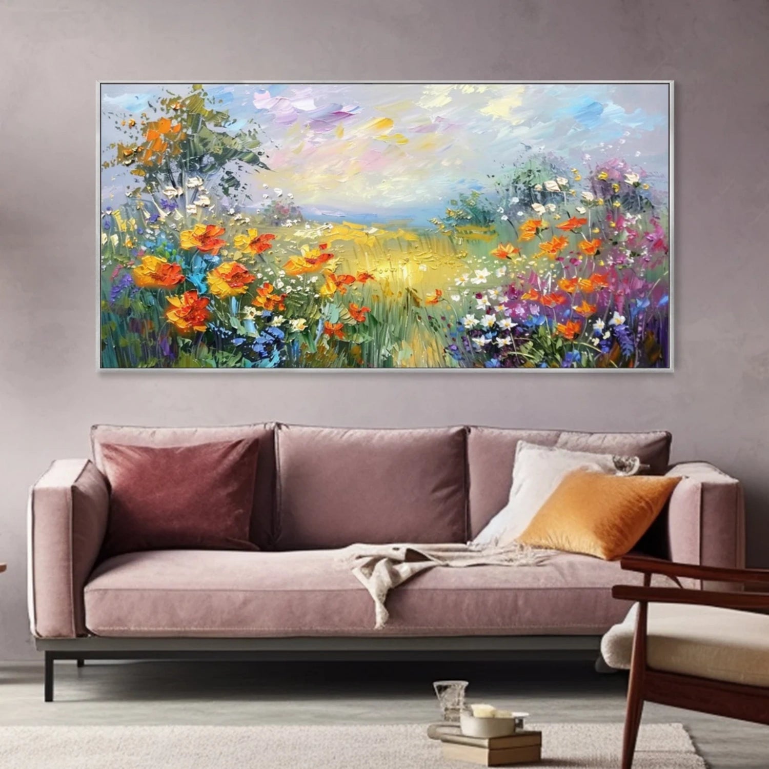 Colorful Flower & Tree Abstract Textured Wall Art #ML066