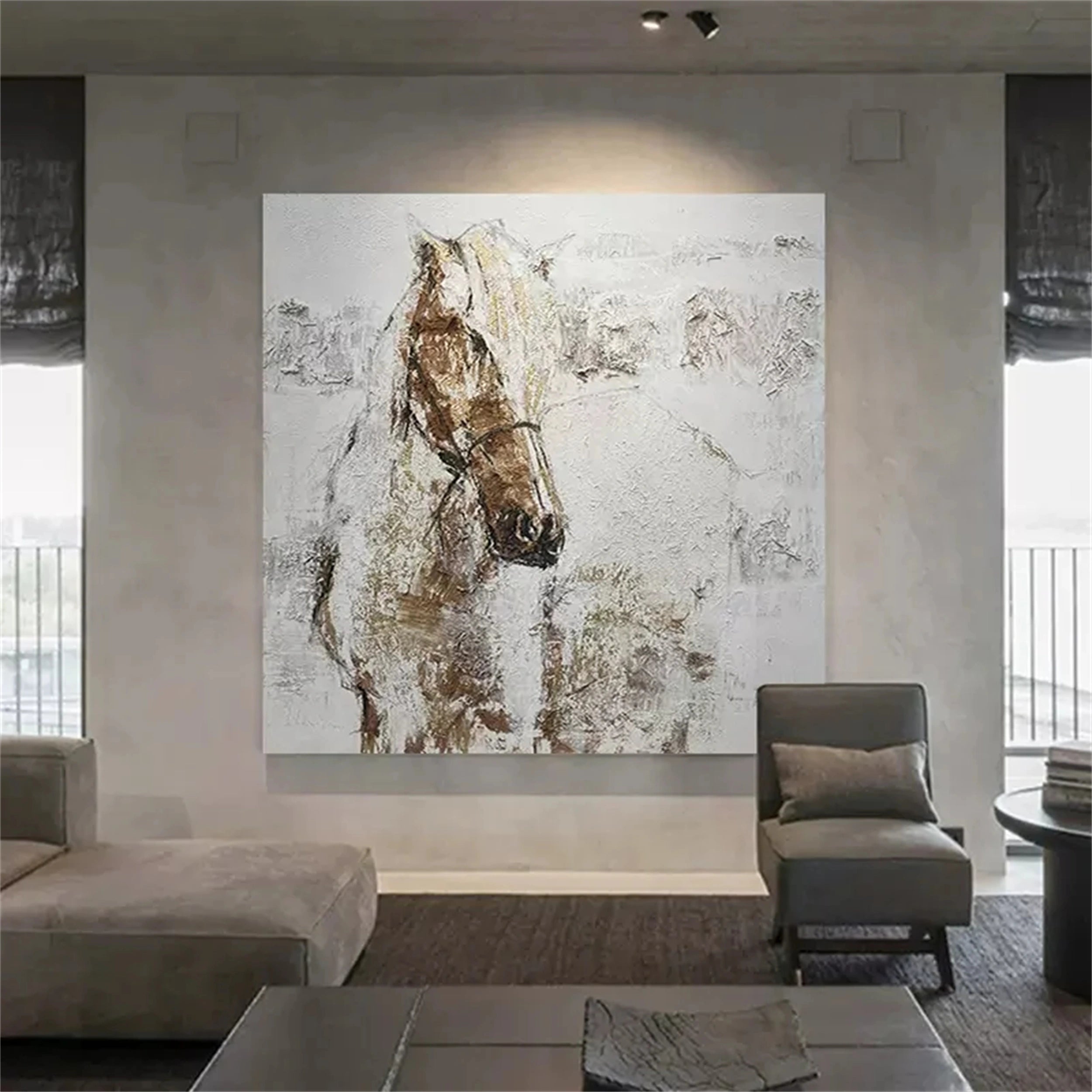 White Horse Abstract Animal Wall Art #AL049