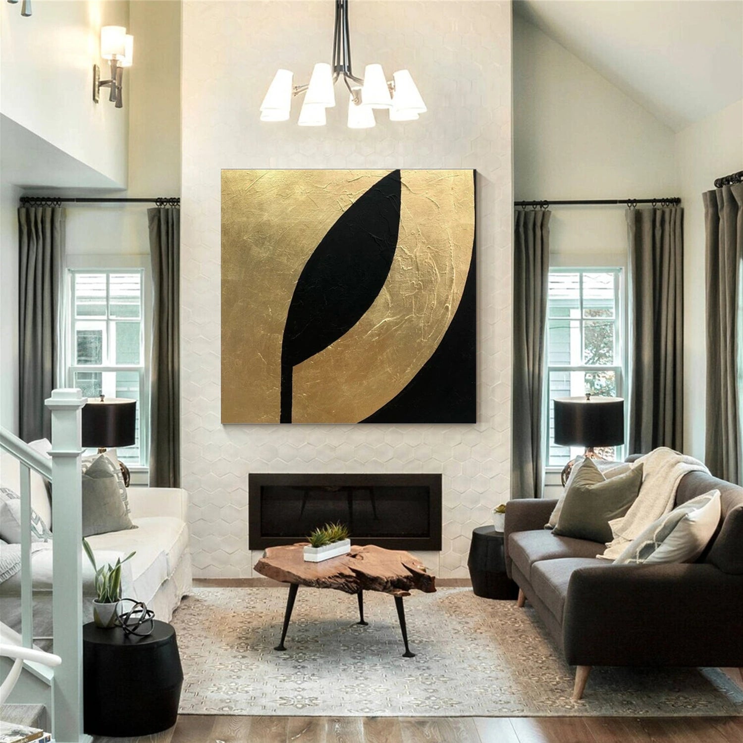 Black Minimalist Canvas Art #MZ110