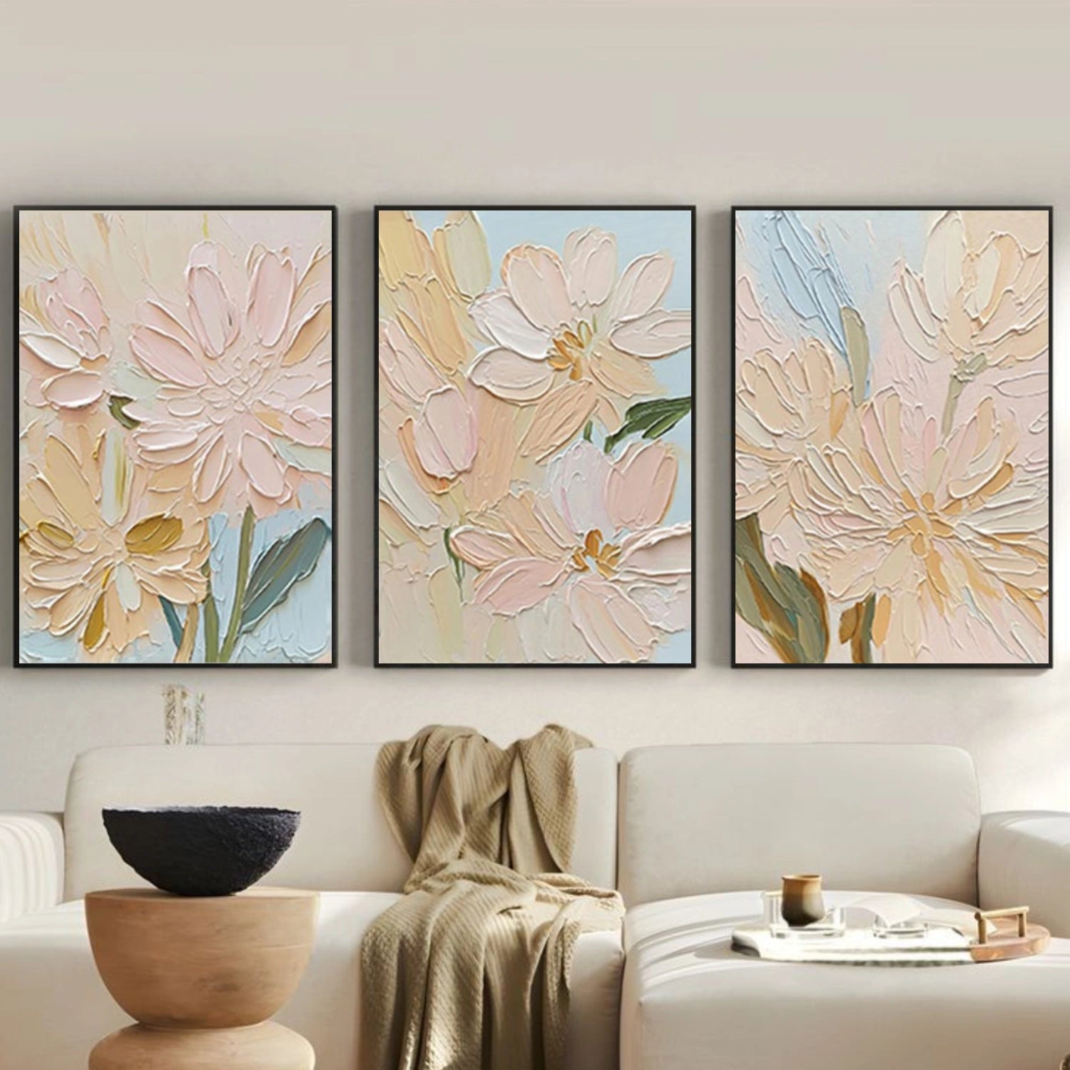 Flower & Tree Abstract Textured Wall Art Set of 3 #ML234