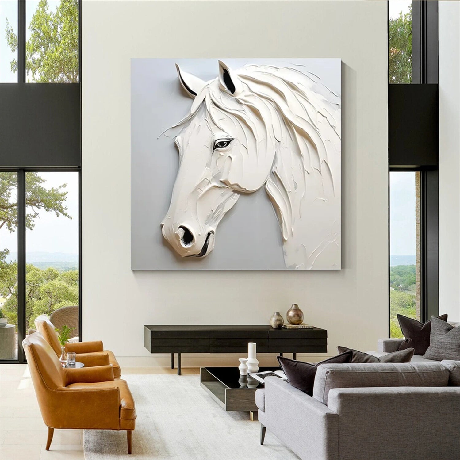 Abstract Animal Horse Textured Wall Art #AL130