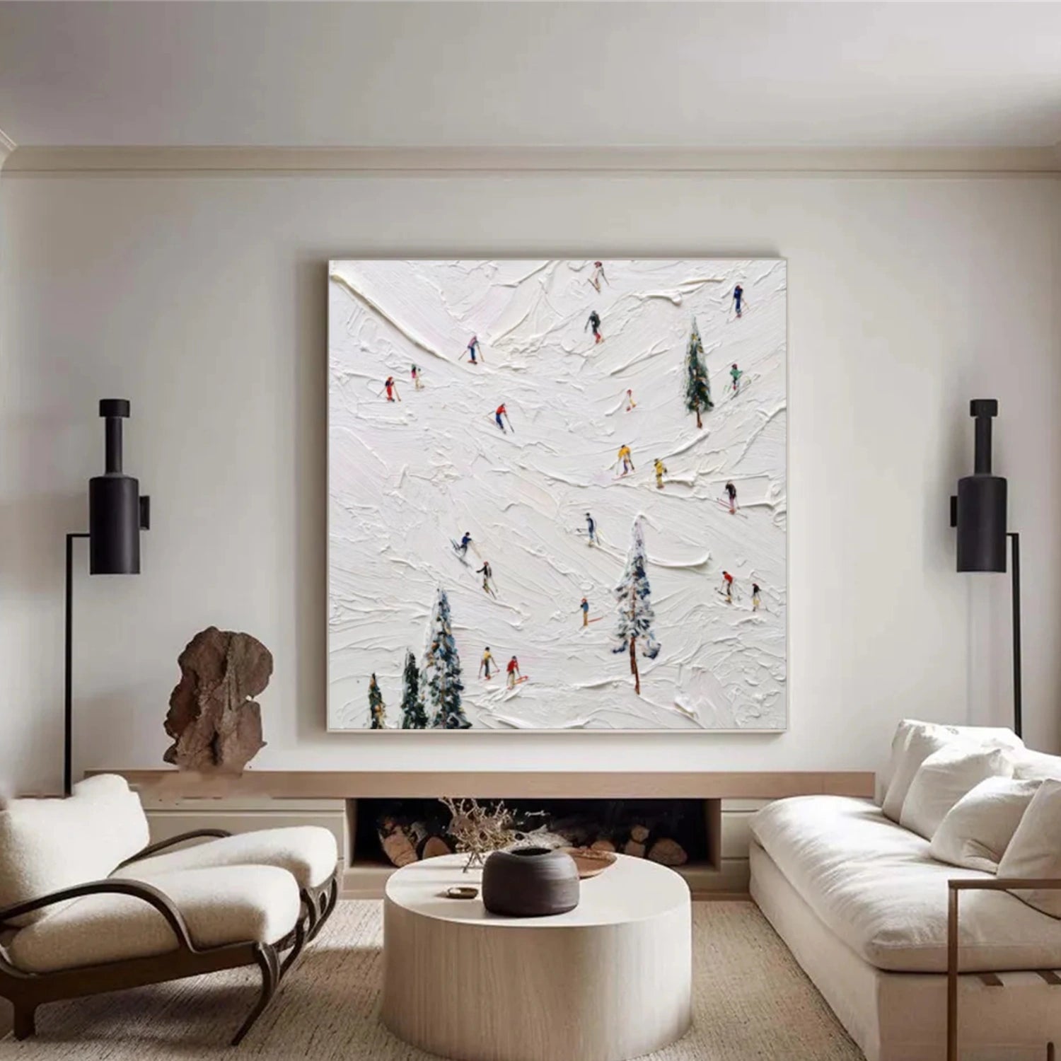 Skiing Sport Textured Wall Art #SA061