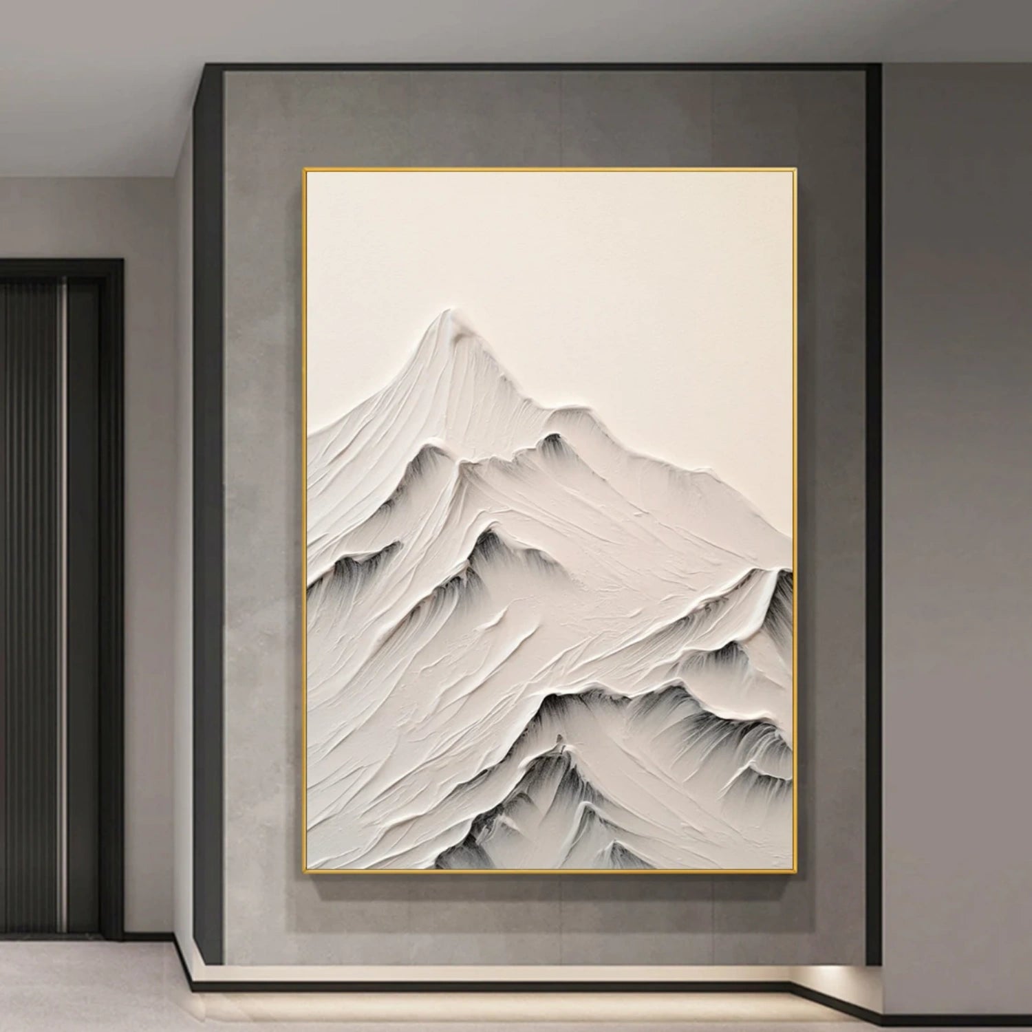 White Minimalistic Mountain Textured Art #MM211