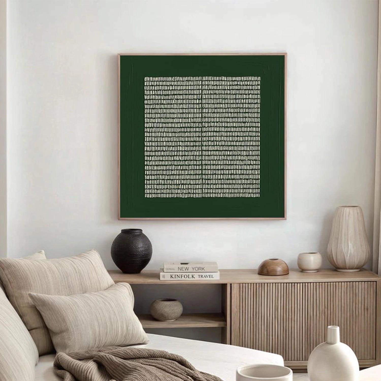 Green Minimalist Textured Canvas Art #GT050