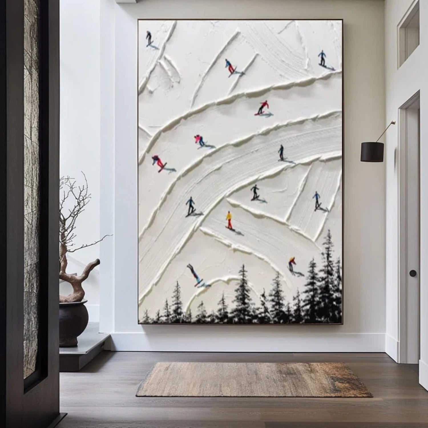 Skiing Sport Textured Wall Art #SA058