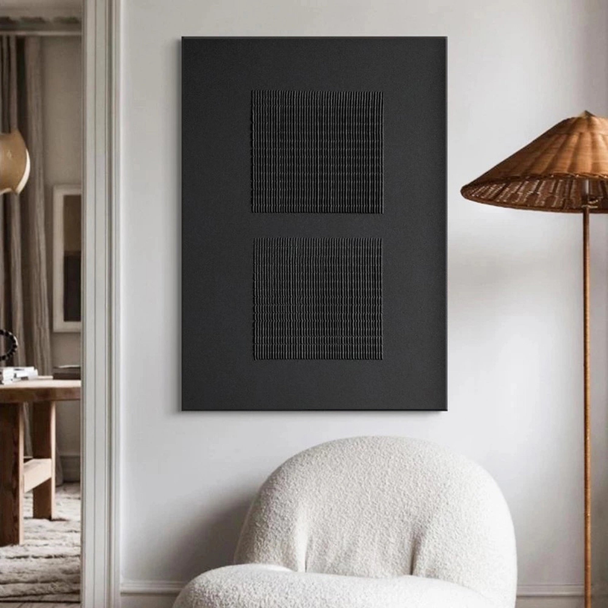 Original 3D Textured Minimalist Canvas Artwork for Living Room/Bedroom