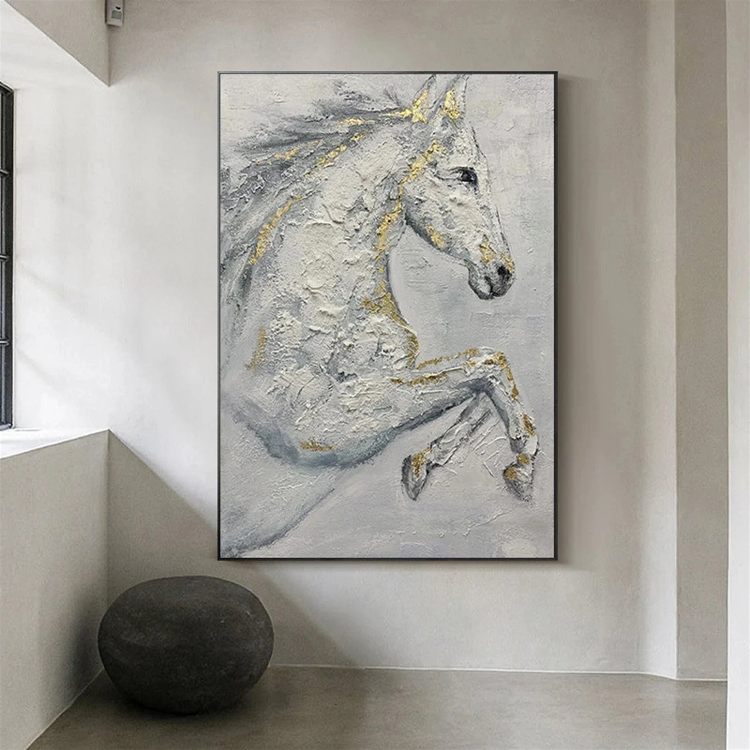 White Horse Abstract Animal Wall Art #AL002