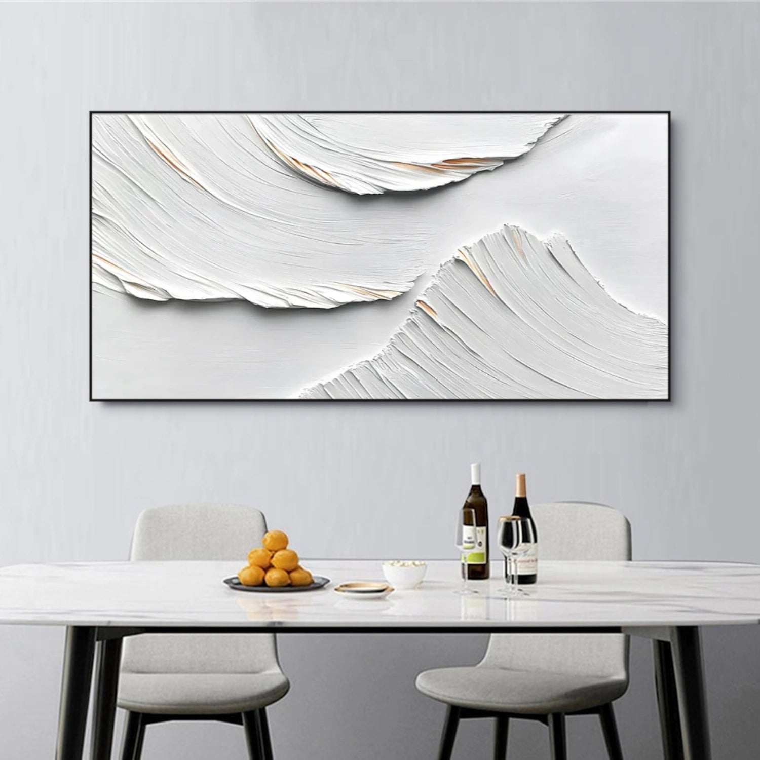 White Minimalist Textured Canvas Art #MM267