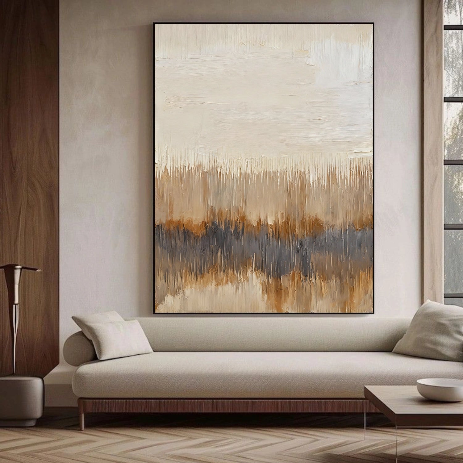 Beige and Brown Abstract Canvas Art #WS894