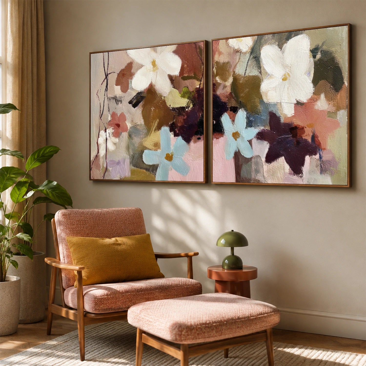 Flower & Tree Abstract Wall Art Set of 2 #ML274