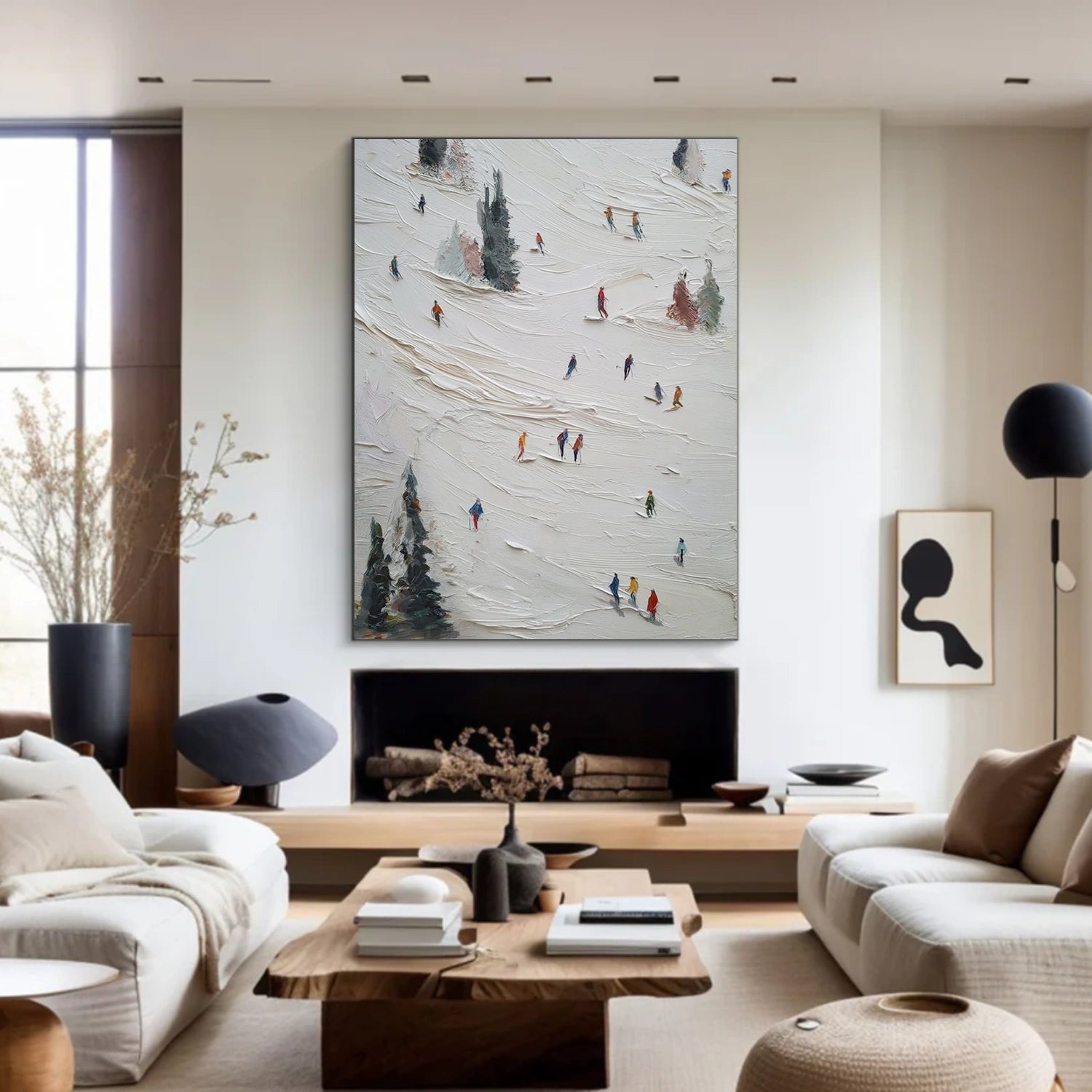 Skiing Sport Textured Wall Art #SA064