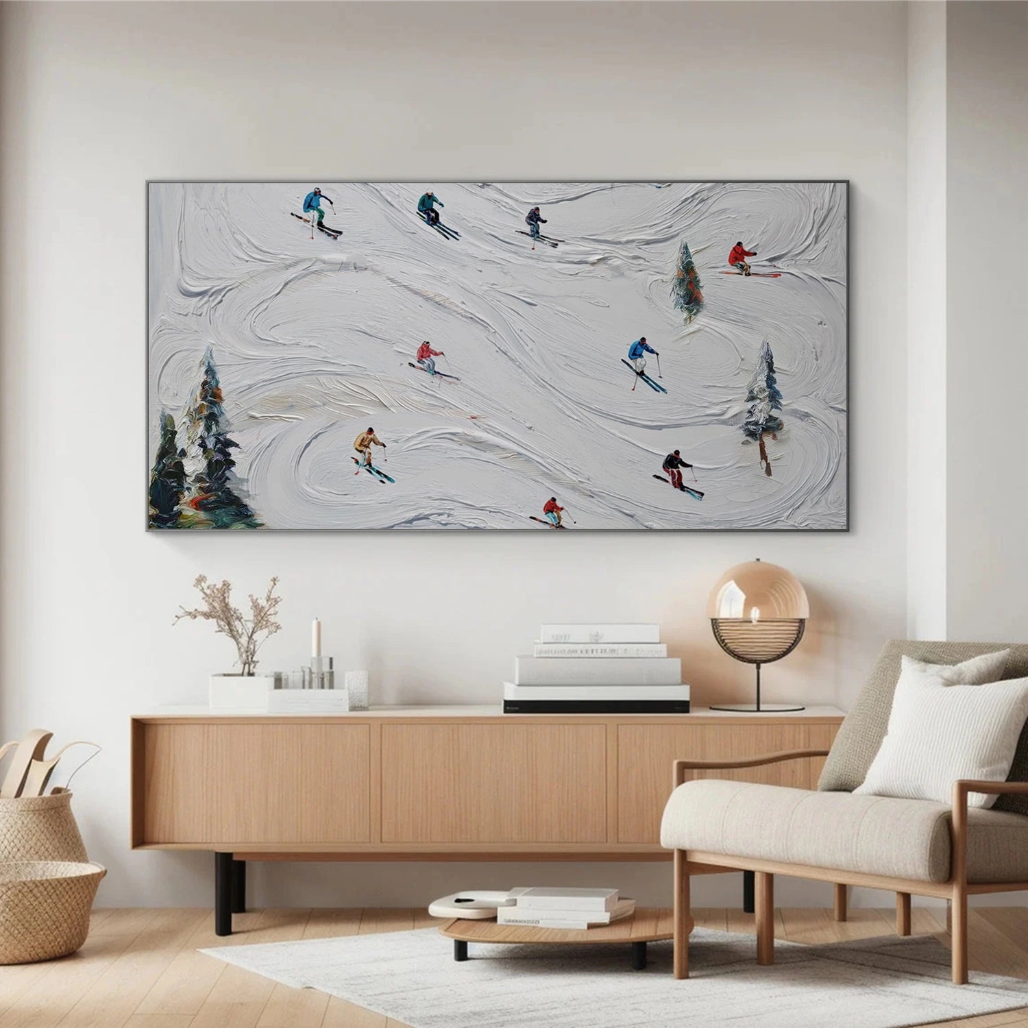 Skiing Sport Textured Wall Art #SA066